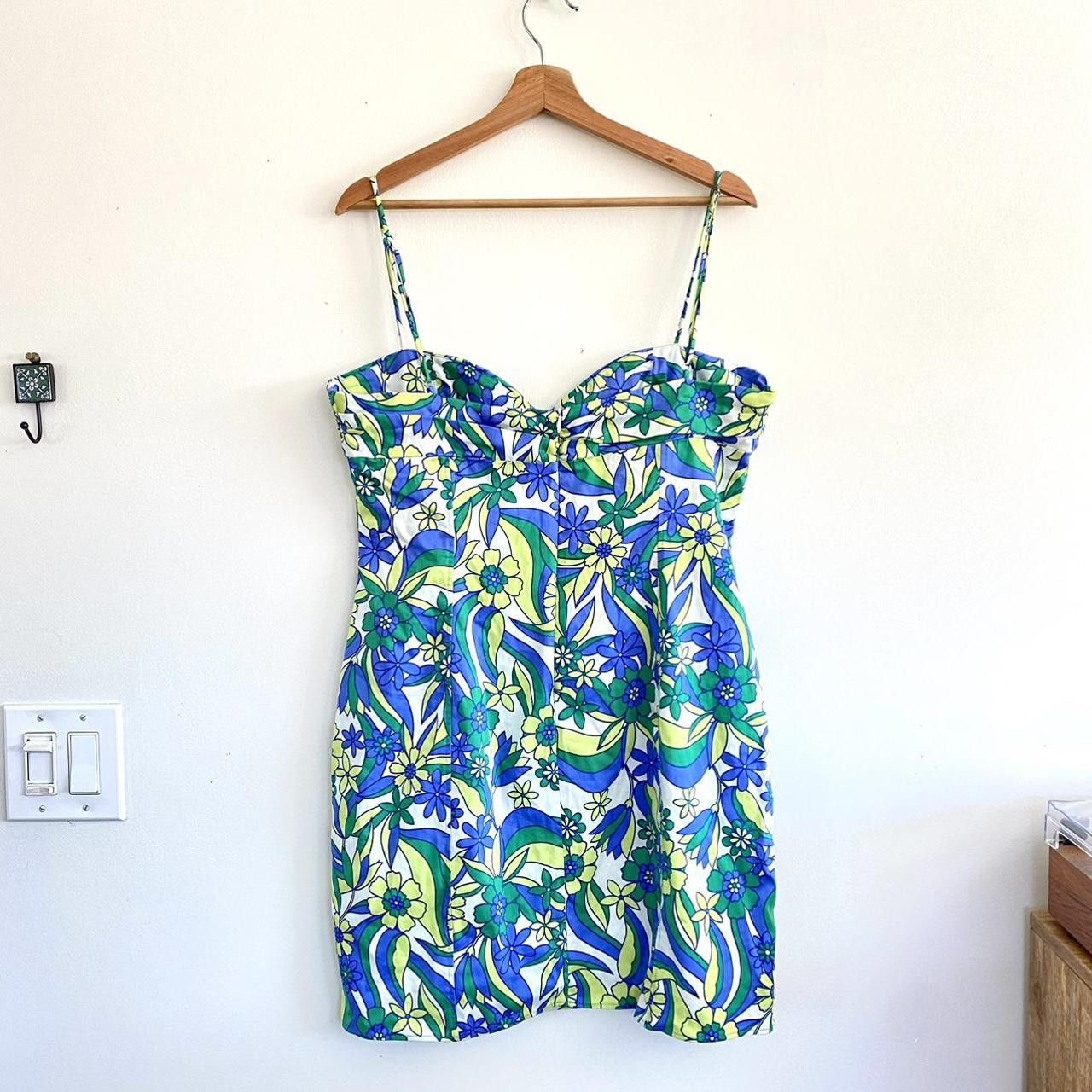 Vintage RETRO MINI DRESS 70S FLORAL MINI CUTOUT DRESS SIZE LARGE XL Size L / US 10 / IT 46 - 5 Thumbnail