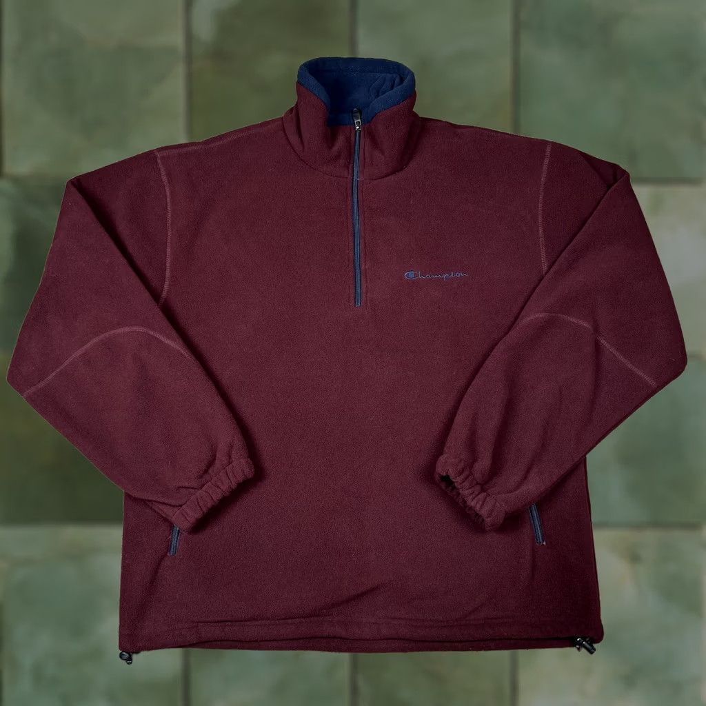 Champion Champion Pullover Shirt Mens M Burgundy Fleece Embroidered Logo 1/4 Zip Lounge Outdoor Sports Size US M / EU 48-50 / 2 - 1 Thumbnail