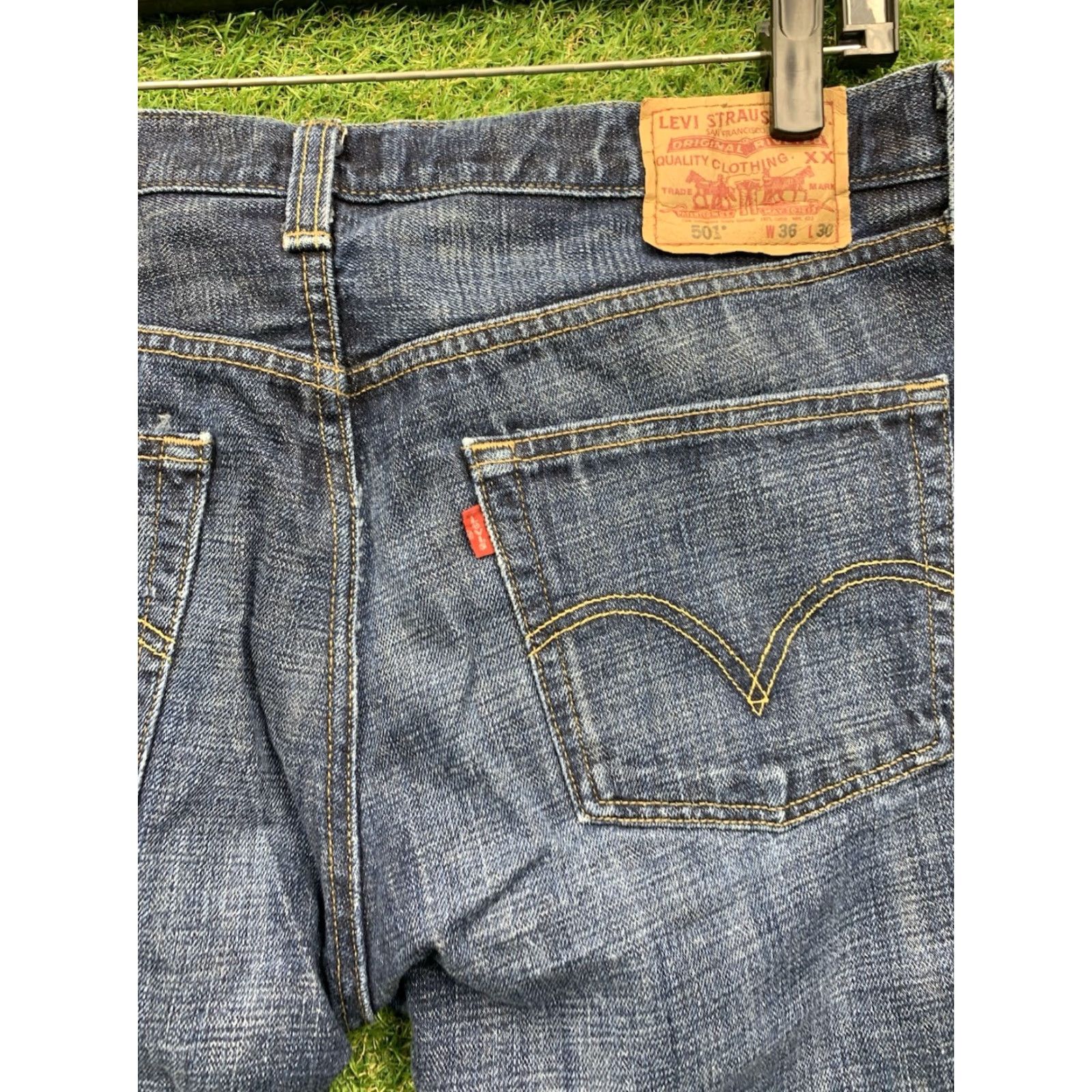 Levi's Levis 501 Jeans Mens 36x30 Dark Wash Denim Pants Button Fly Western Wear Y2K Levi's 501 Series Slim Straight 5-Pocket Blue Cotton Denim Size US 36 / EU 52 - 3 Thumbnail