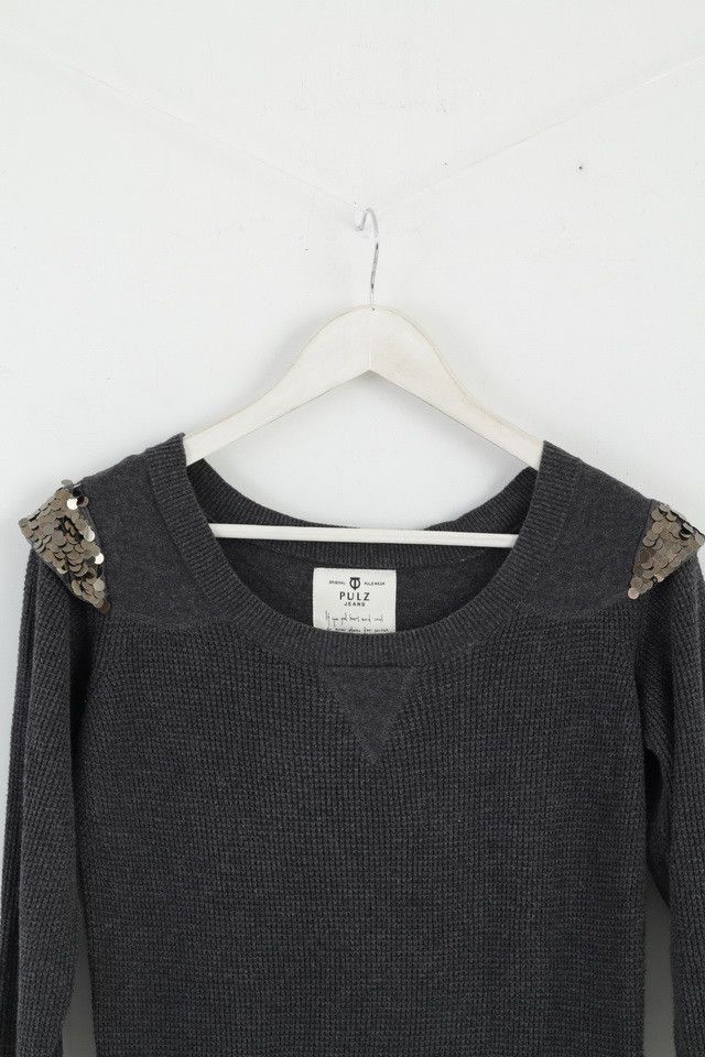Vintage PULZ Jeans Womens S Jumper Grey Tunic 0478 Size S / US 4 / IT 40 - 3 Thumbnail