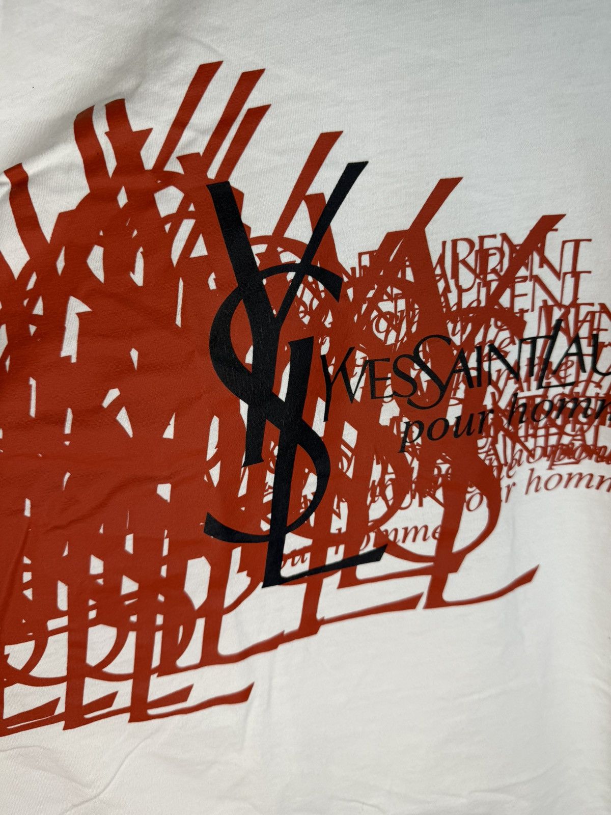 Yves Saint Laurent White YSL T-shirt Big Logo Size US XL / EU 56 / 4 - 4 Thumbnail