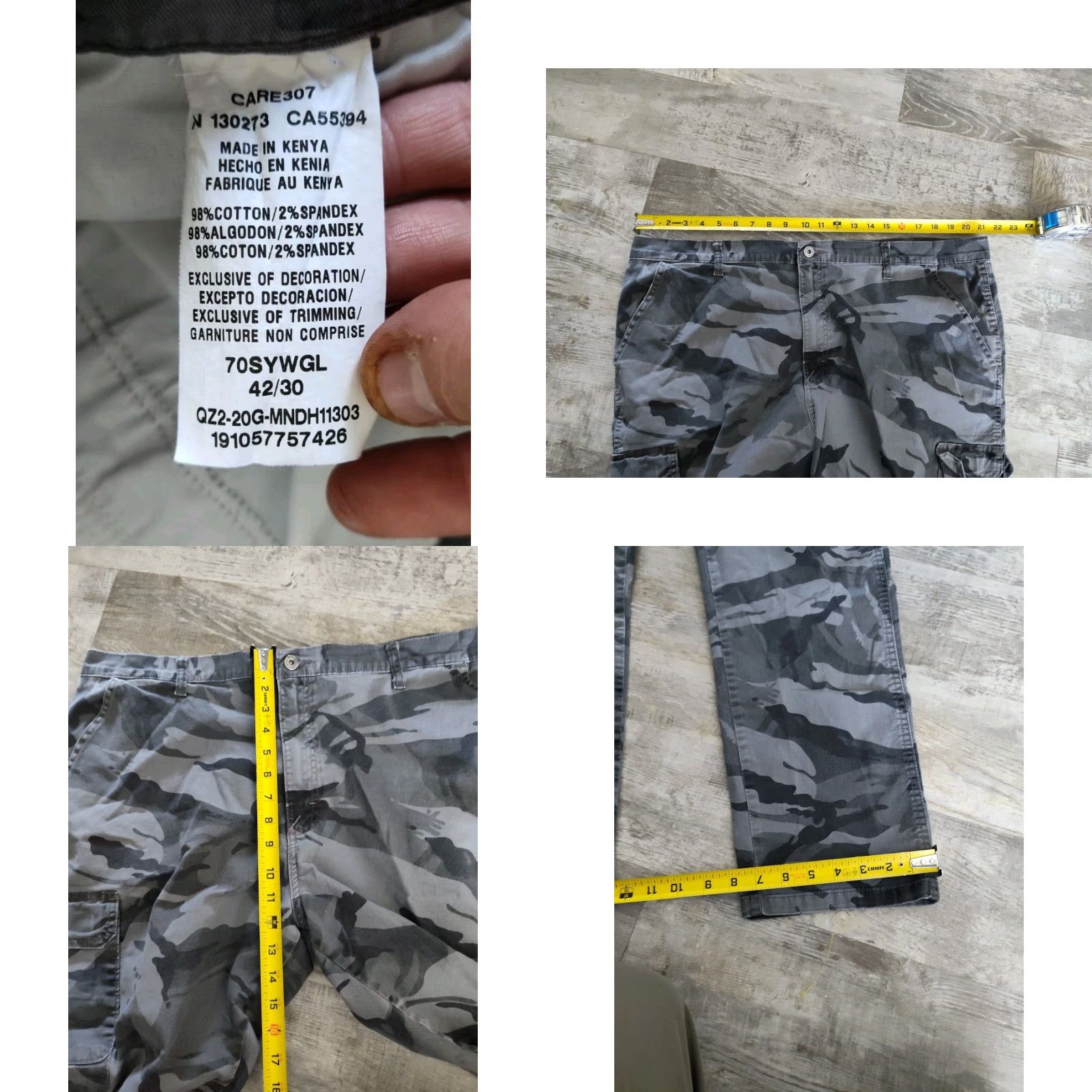 Wrangler VINTAGE Wrangler Mens Cargo Pants 42 Tapered Camouflage Cotton Blend Outdoor Stretch Fall Winter 90s Size US 42 / EU 58 - 8 Thumbnail