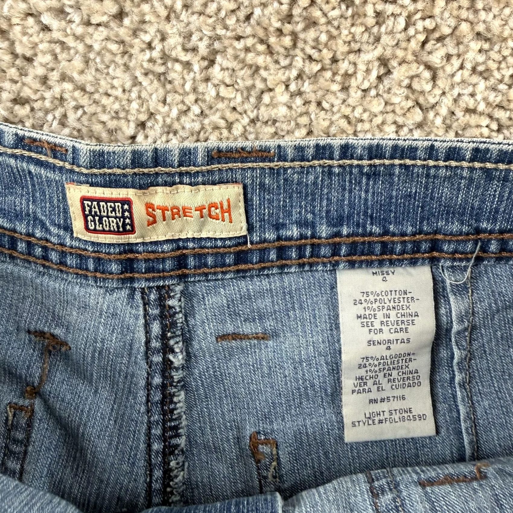 Faded Glory Faded Glory Shorts Womens 4 Blue Denim Utility Pockets Stretch Casual Summer Size 27" / US 4 / IT 40 - 3 Thumbnail
