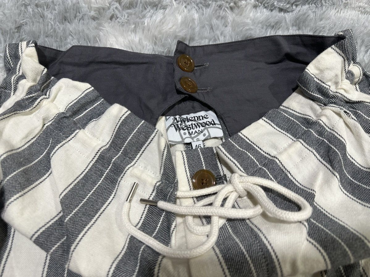 Vivienne Westwood 🔥Vivienne Westwood Man Raw Hem Striped Wide Cropped Pants Size US 32 / EU 48 - 6 Thumbnail