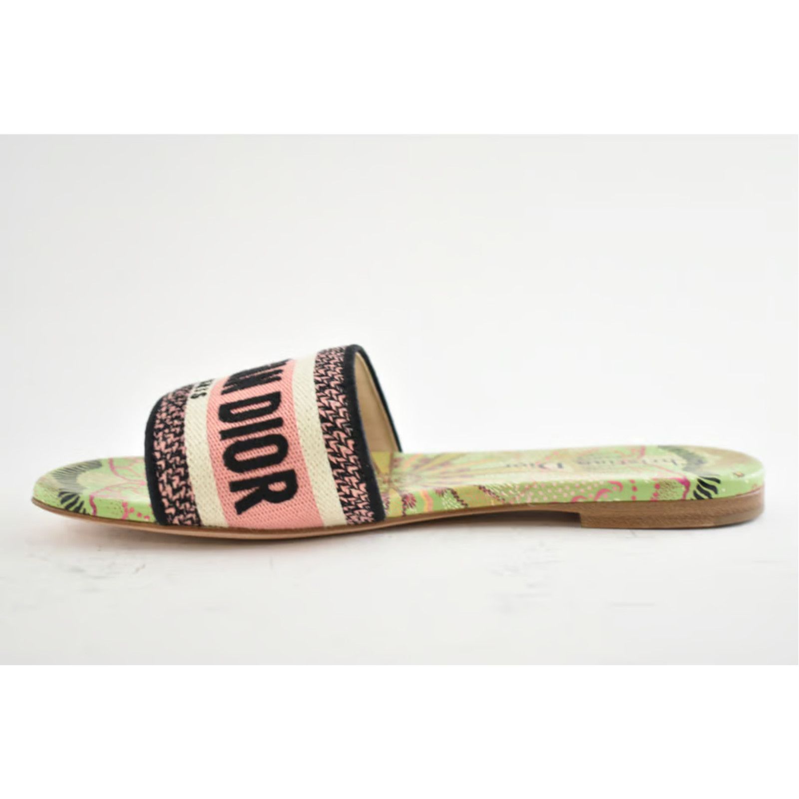 Dior In Lights Dway Embroidered Logo Slide Flat Sandal 35 Size US 5 / IT 35 - 9 Thumbnail