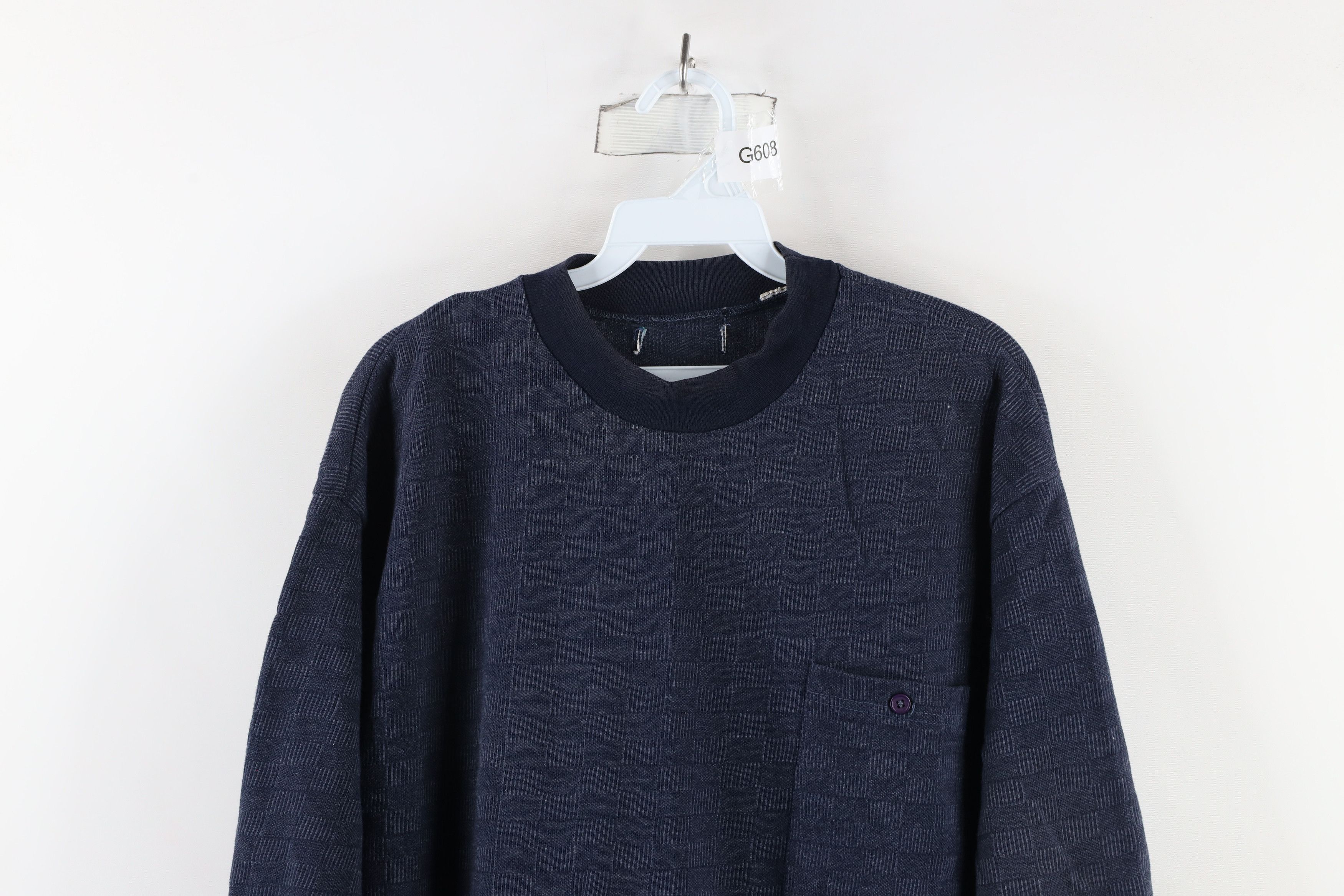 Vintage Vintage 90s Streetwear Checkered Knit Pocket T-Shirt Blue Size US L / EU 52-54 / 3 - 2 Thumbnail