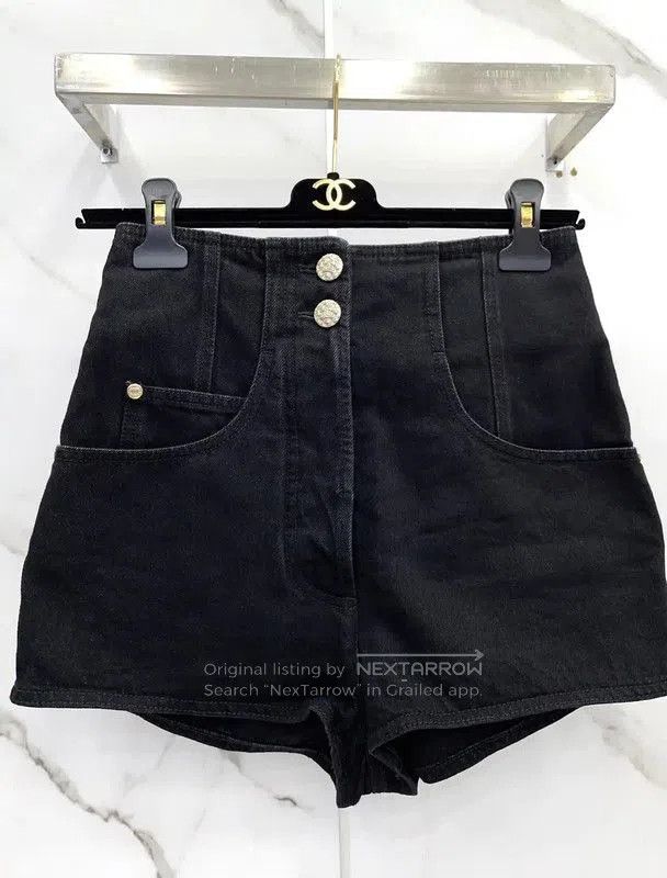 Chanel Chanel Black Cotton Women's Shorts Size S . Size 23" - 3 Thumbnail