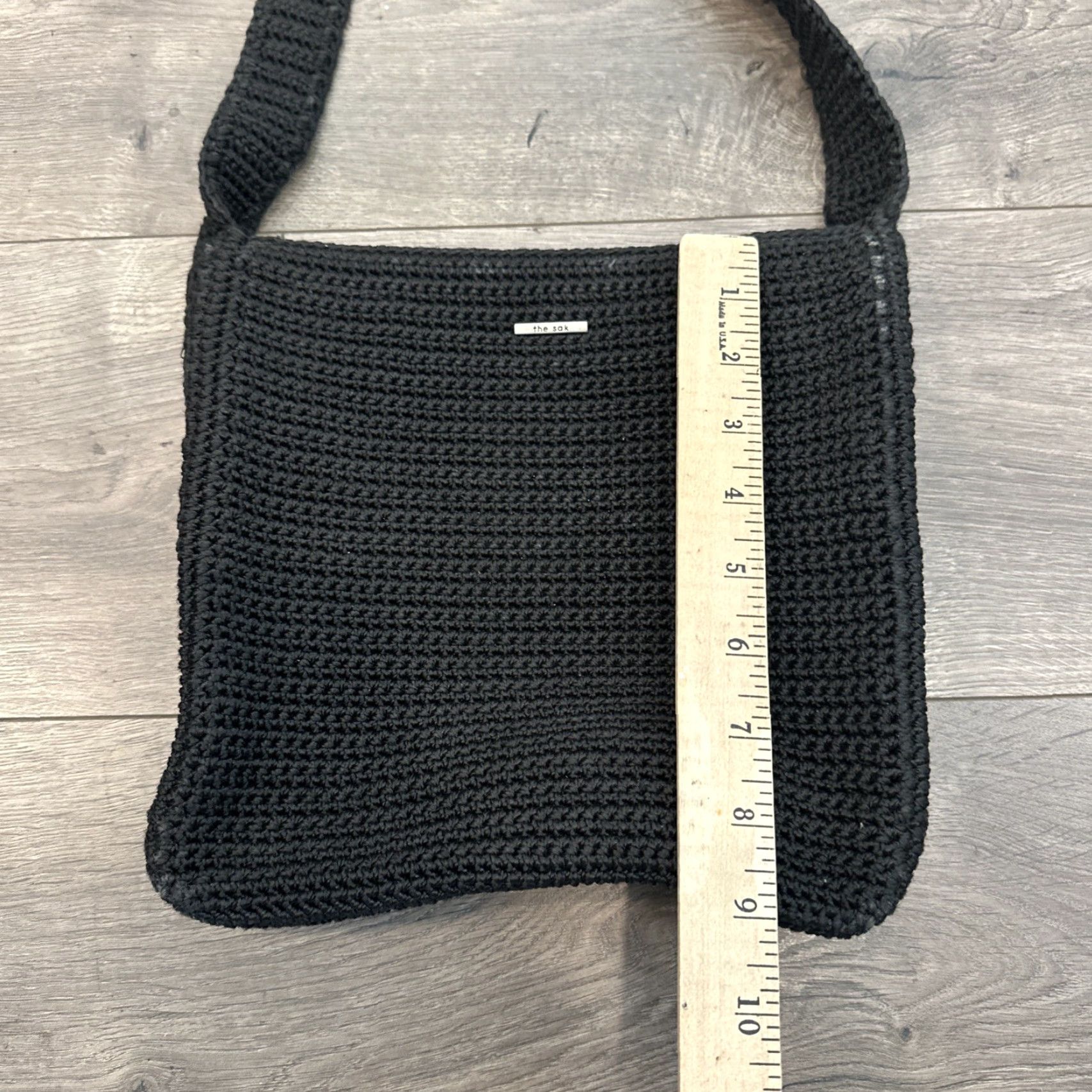 The Sak VINTAGE The Sak Black Crochet Knit Shoulder Bag Medium Lightweight Boho Travel Purse Womens Size ONE SIZE - 2 Thumbnail