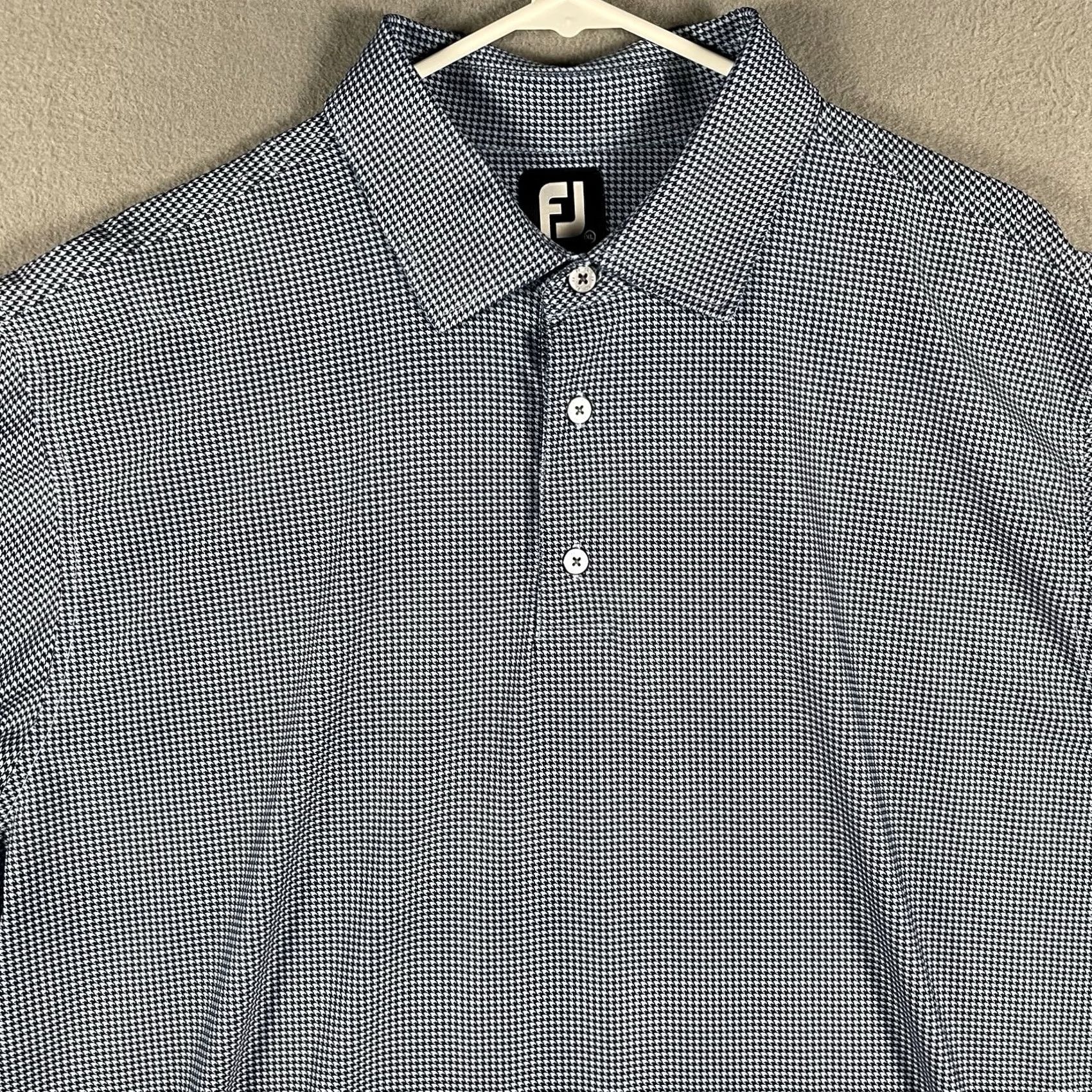 Footjoy FootJoy Golf Polo Shirt Men's XL Blue Check Geometric Print Size US XL / EU 56 / 4 - 2 Thumbnail