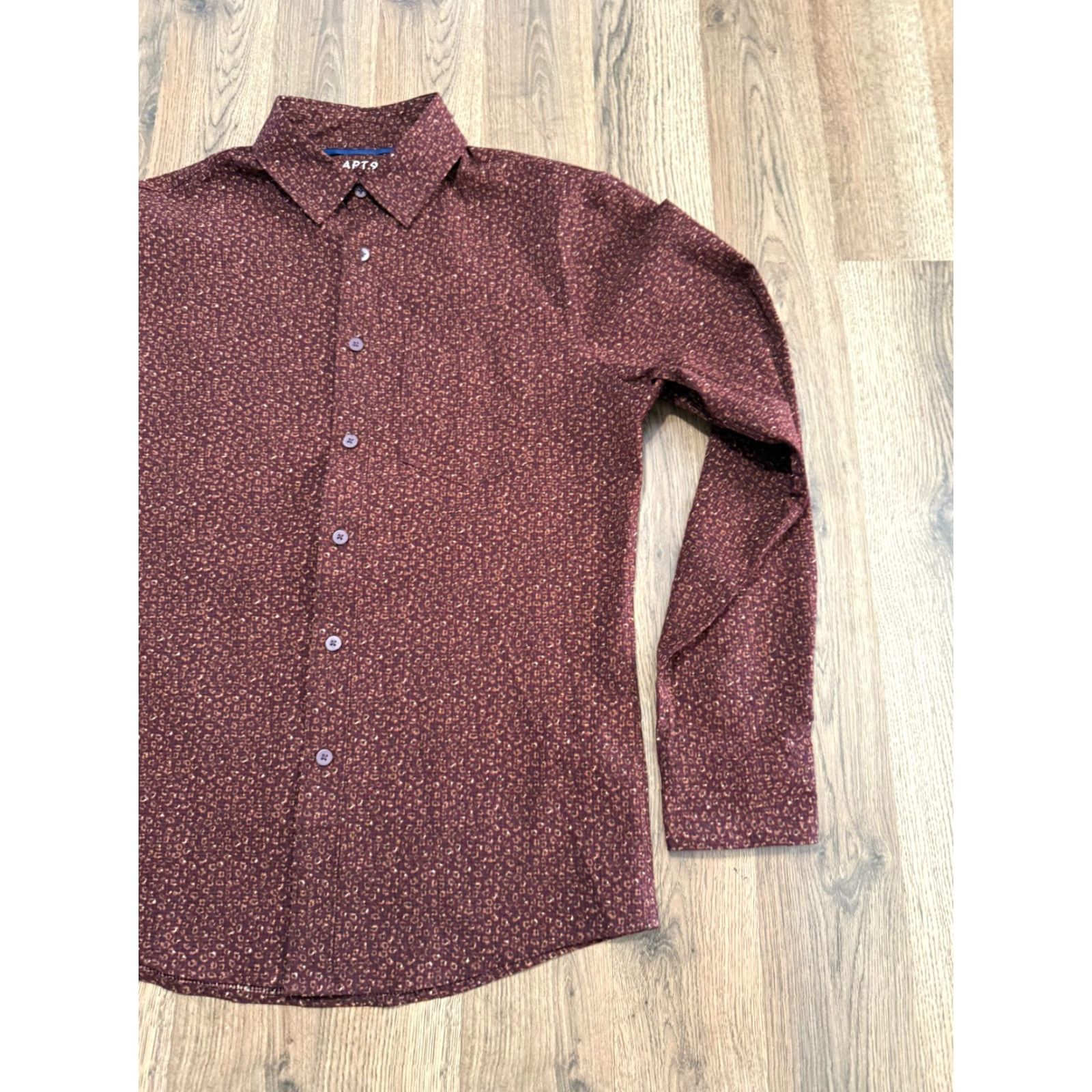 Apt. 9 APT. 9 Shirt Men Slim Fit Brown Long Sleeve Button-Up Shirt Small Size US S / EU 44-46 / 1 - 2 Thumbnail