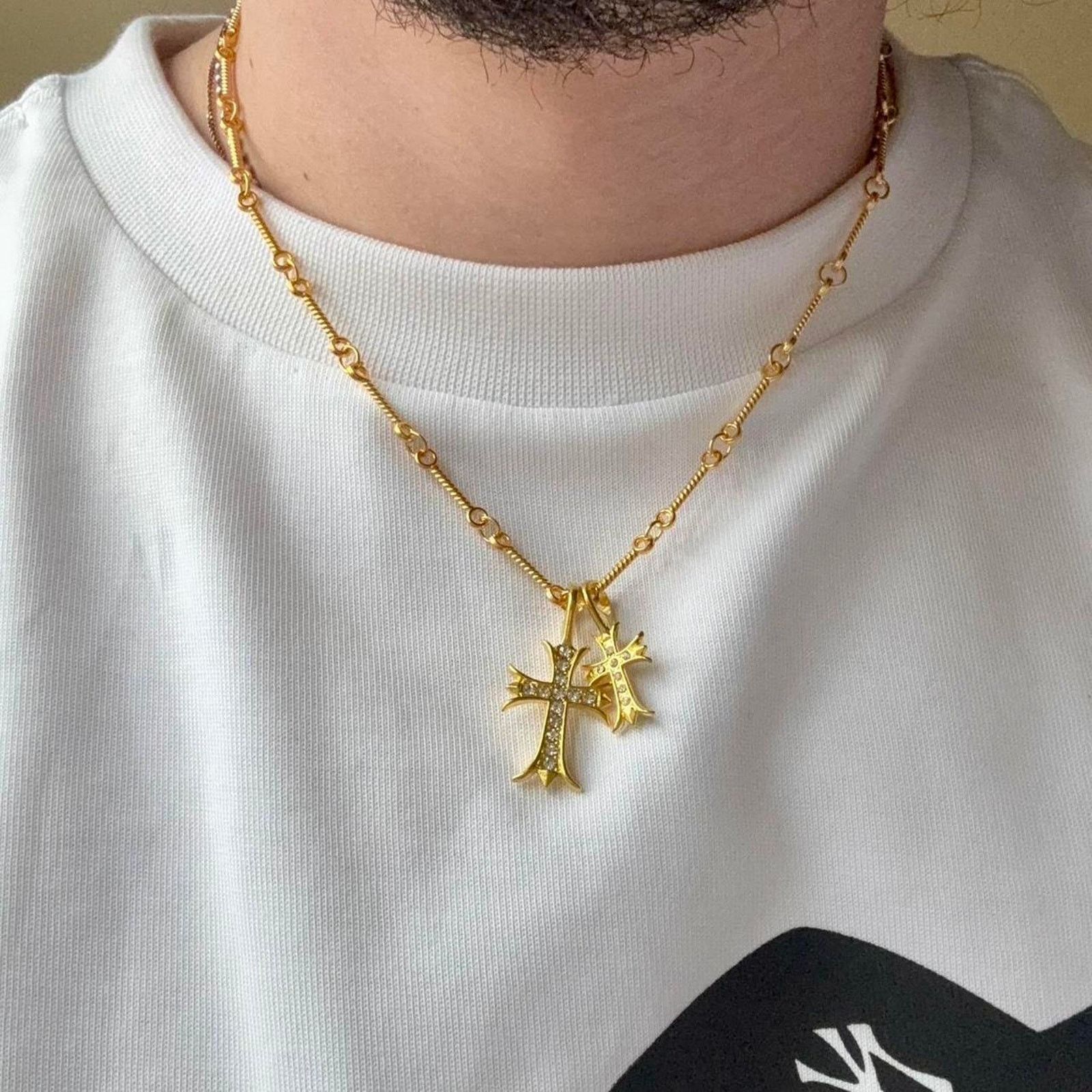 Other DOUBLE CROSS GOLD NECKLACE // WMNS Size ONE SIZE - 3 Thumbnail