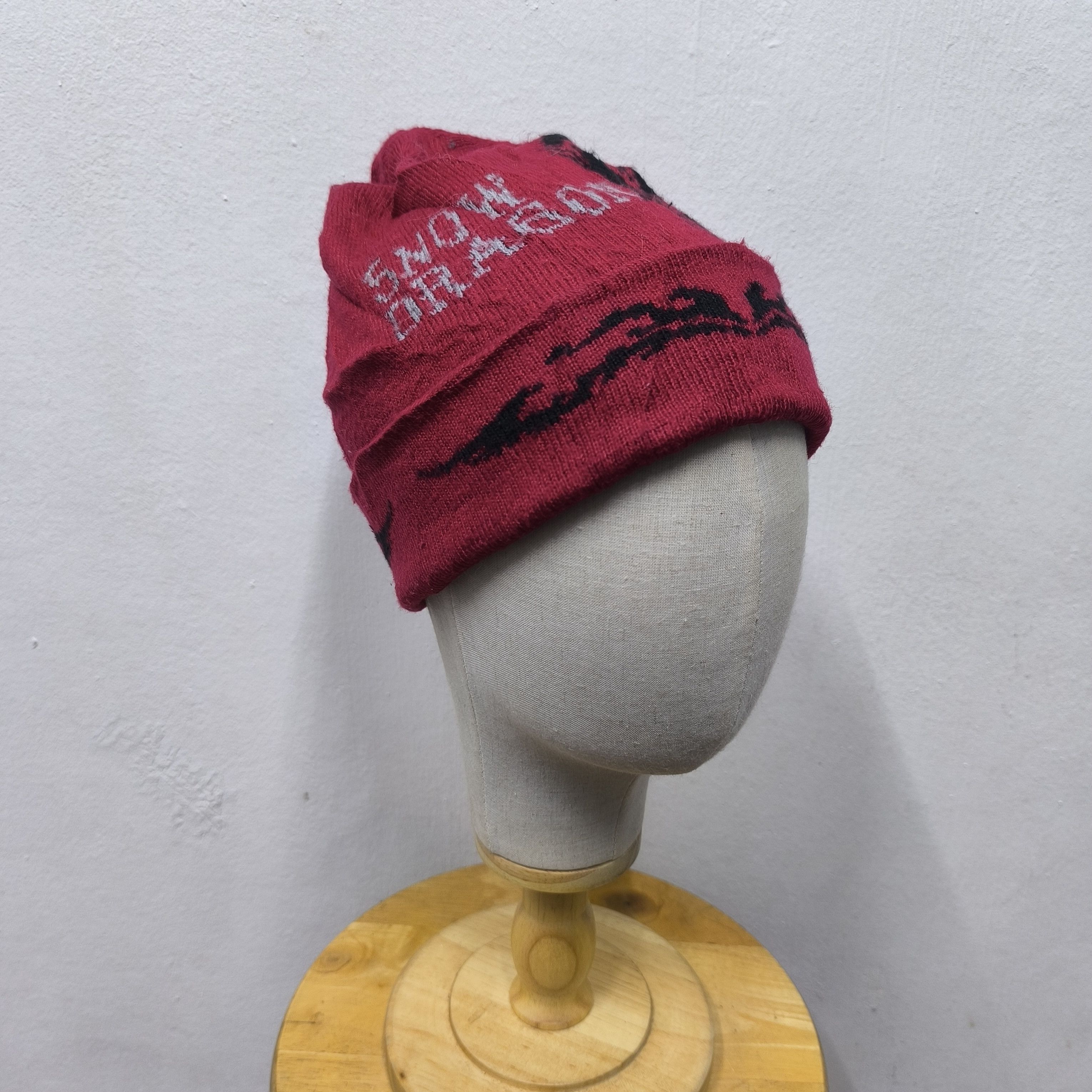 Japanese Brand 💀 Snow dragon tribal y2k vibe style short beanie hat Size ONE SIZE - 5 Thumbnail