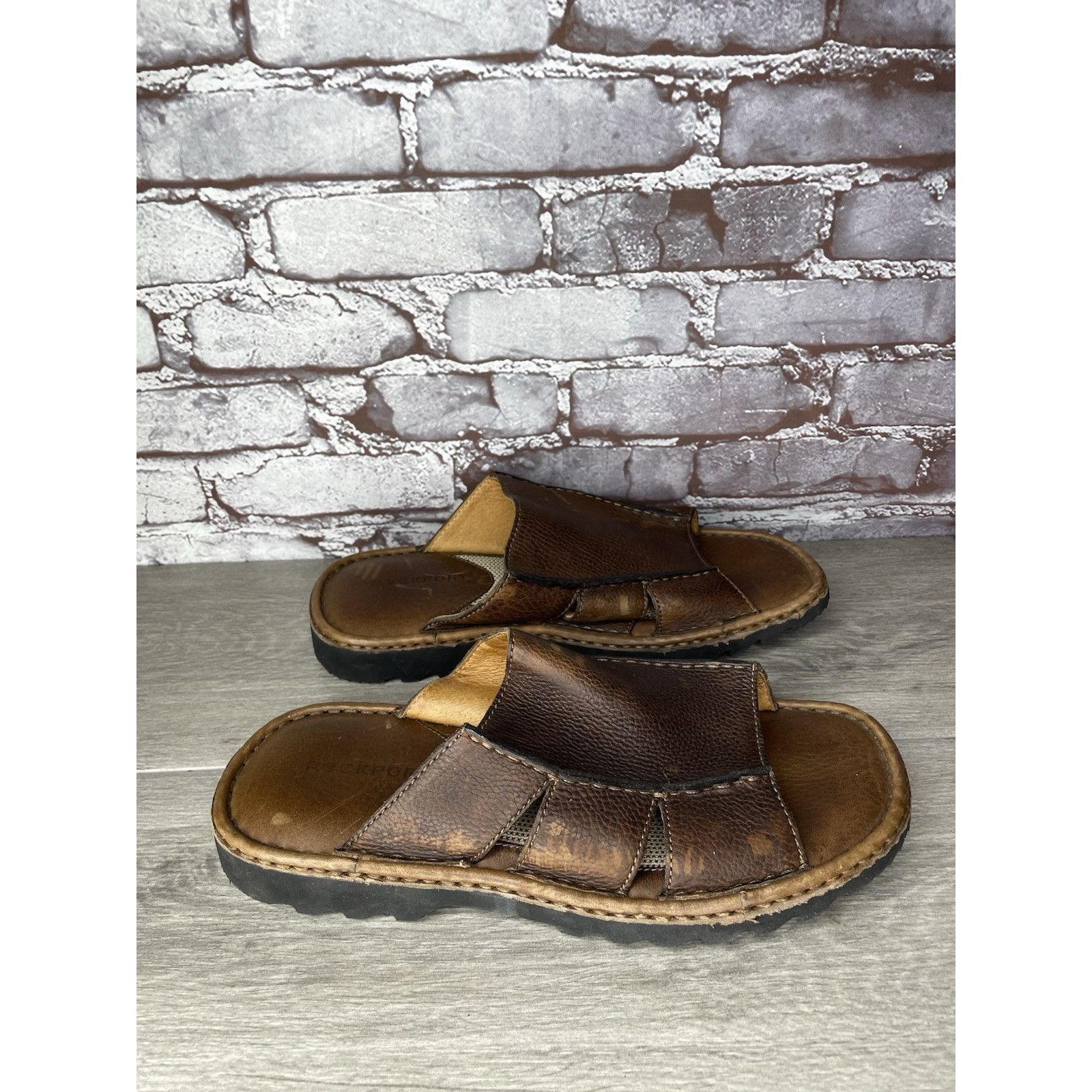 Rockport Rockport Brown Leather Cushion Open Toe Casual Slides Sandal Size US 11 / EU 44 - 17 Thumbnail
