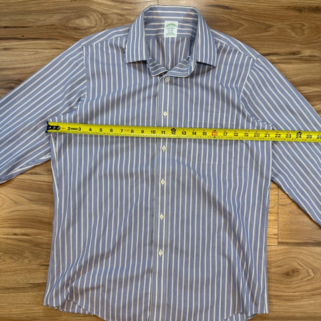 Brooks Brothers Brooks Brothers Men’s Milano Shirt 16/34 Blue Stripe Size 34S - 4 Thumbnail