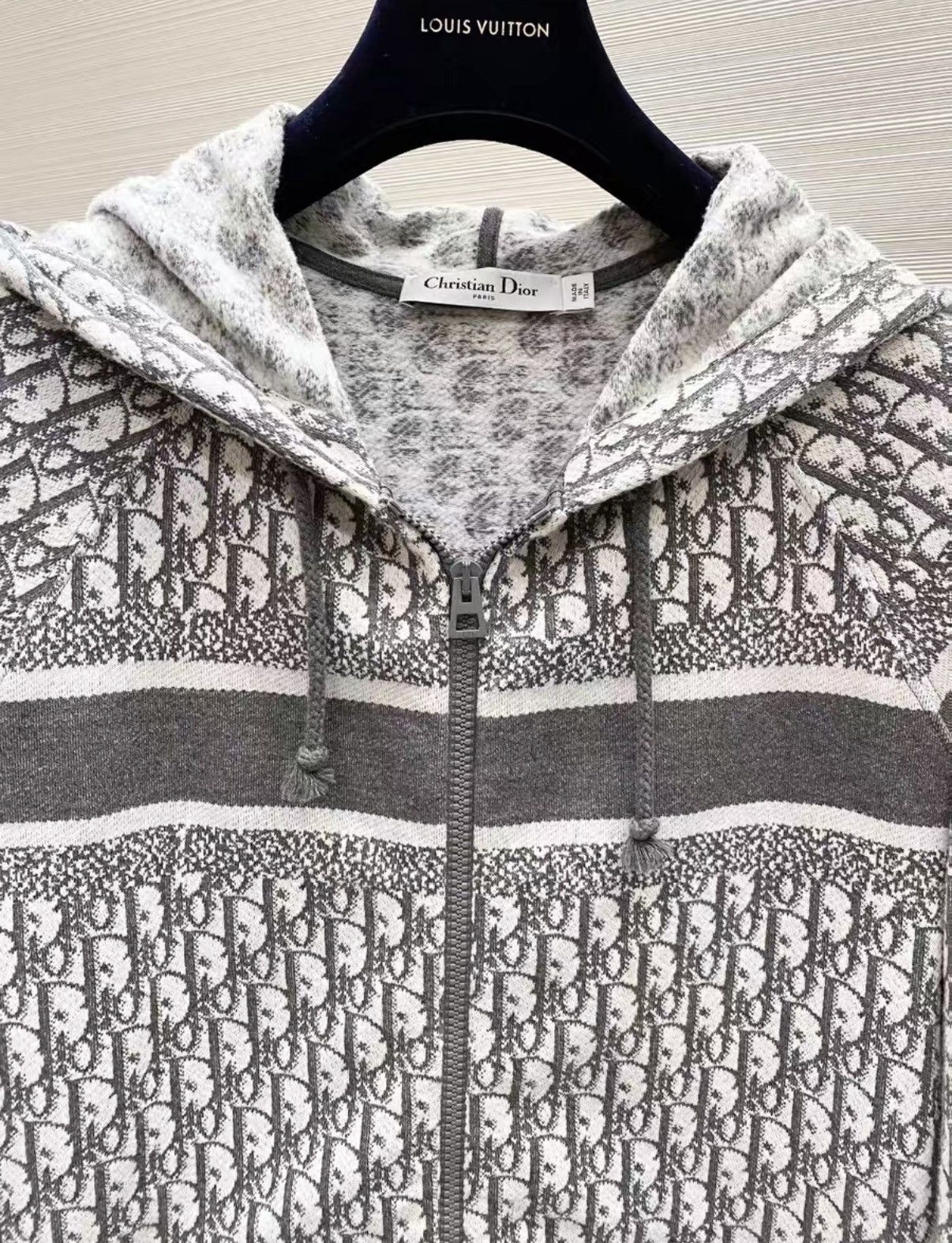 Dior Dior Classic Grey All-Over Zip-Up Hoodie Long sleeve J33 Size S / US 4 / IT 40 - 3 Thumbnail