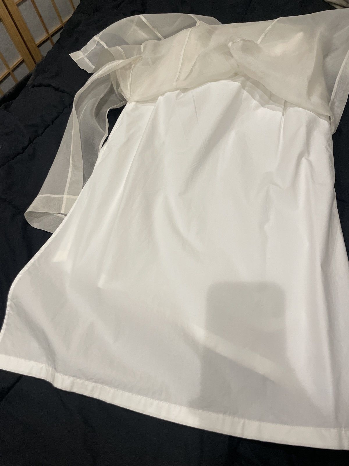 Japanese Brand double fable skirt with white sheer fabric overlayed Size 23" - 4 Thumbnail