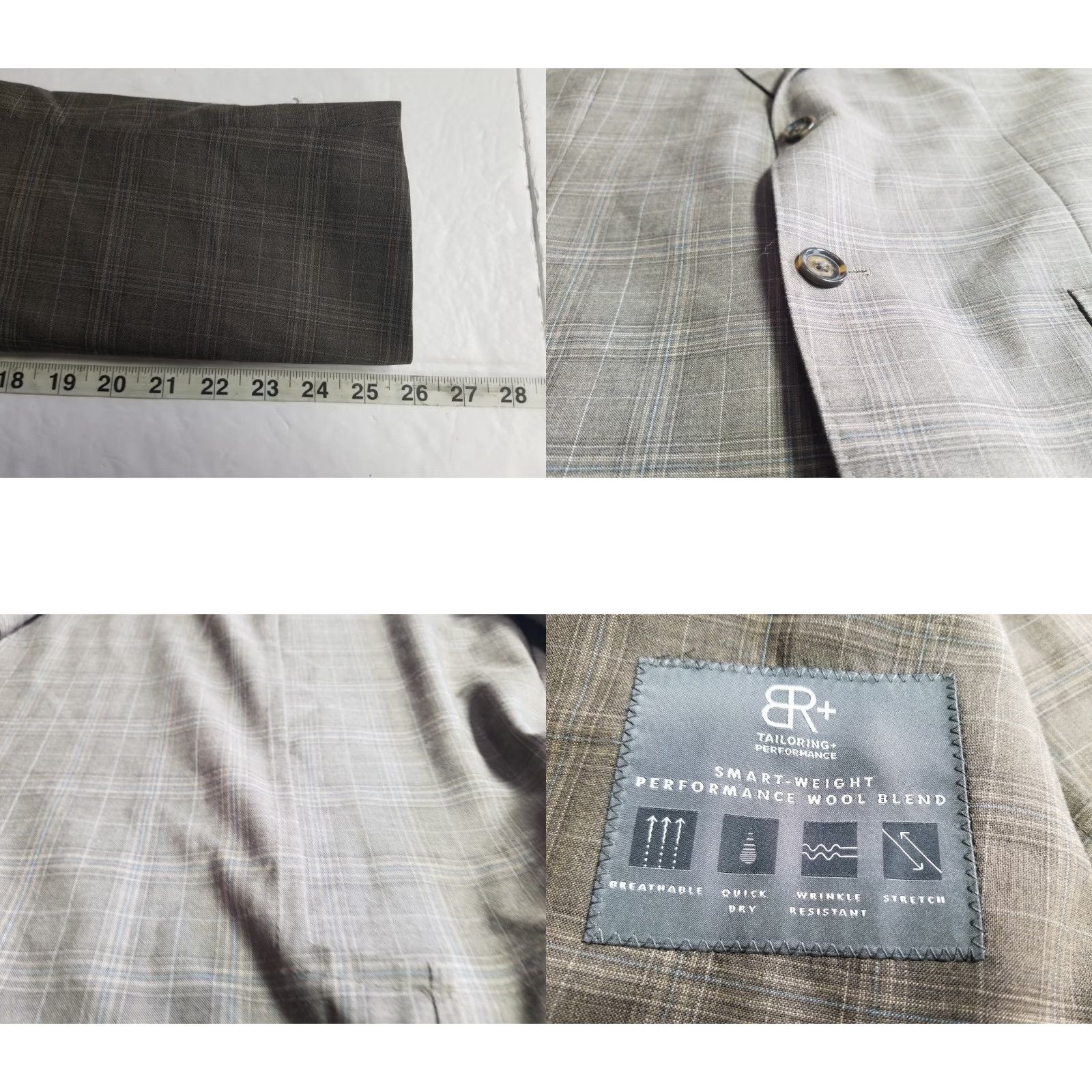 Banana Republic Banana Republic Men’s Plaid Sport Coat Blazer 44R Slim Brown Wool Blend Herringbone 2 Button Blazer Size 44R - 8 Thumbnail