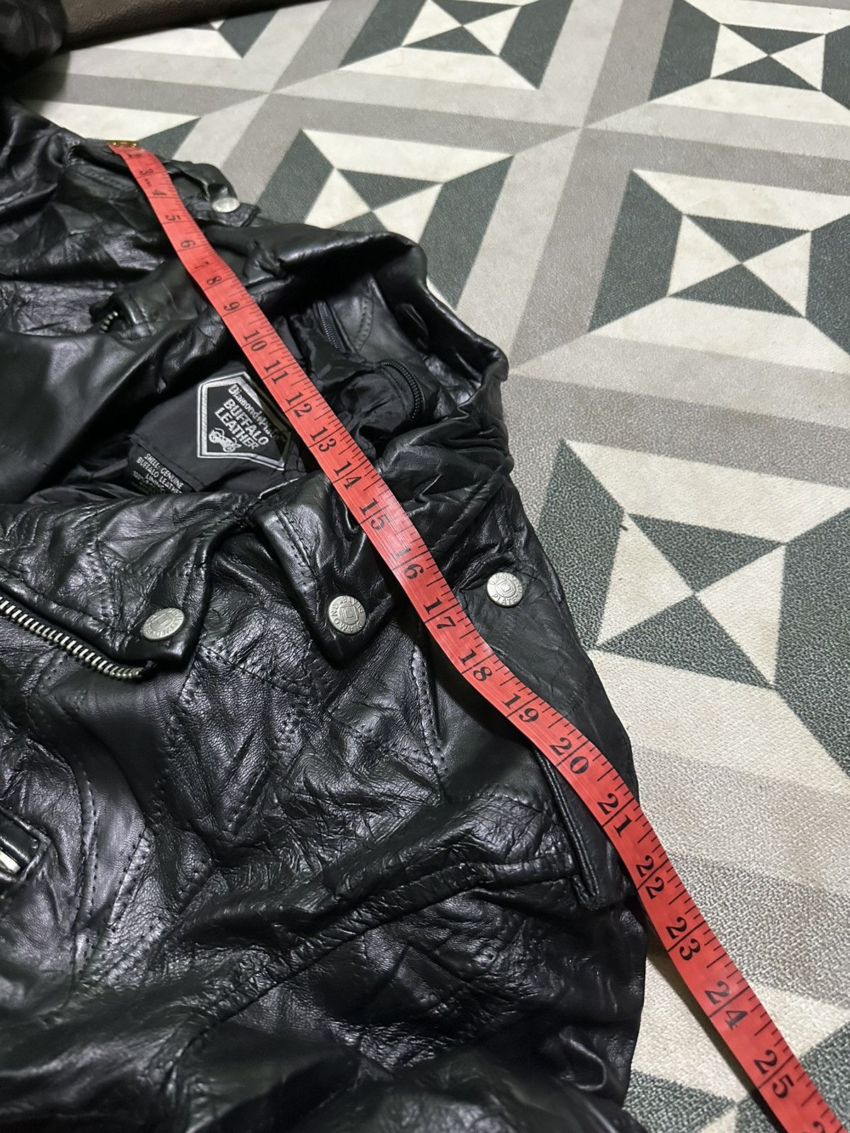 Japanese Brand Diamond plate double collar leather jacket Size US L / EU 52-54 / 3 - 14 Thumbnail