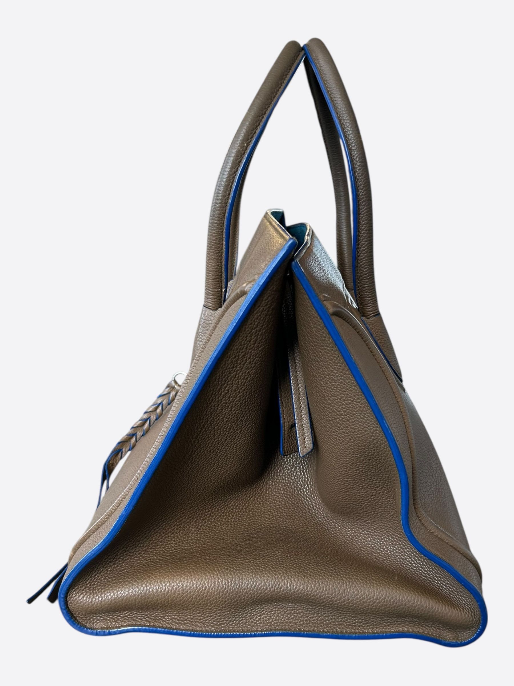 Celine Celine Brown & Blue Luggage Medium Leather Tote Bag Size ONE SIZE - 4 Thumbnail