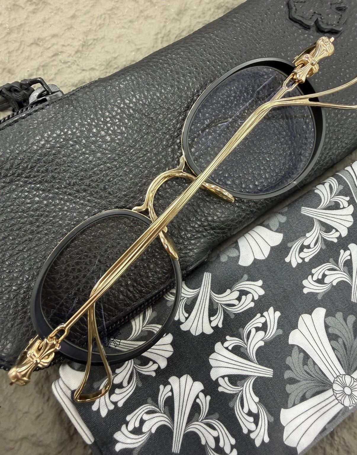 Chrome Hearts Chrome Hearts Spanky Collection 22K Gold Cross Glasses Size ONE SIZE - 1 Thumbnail