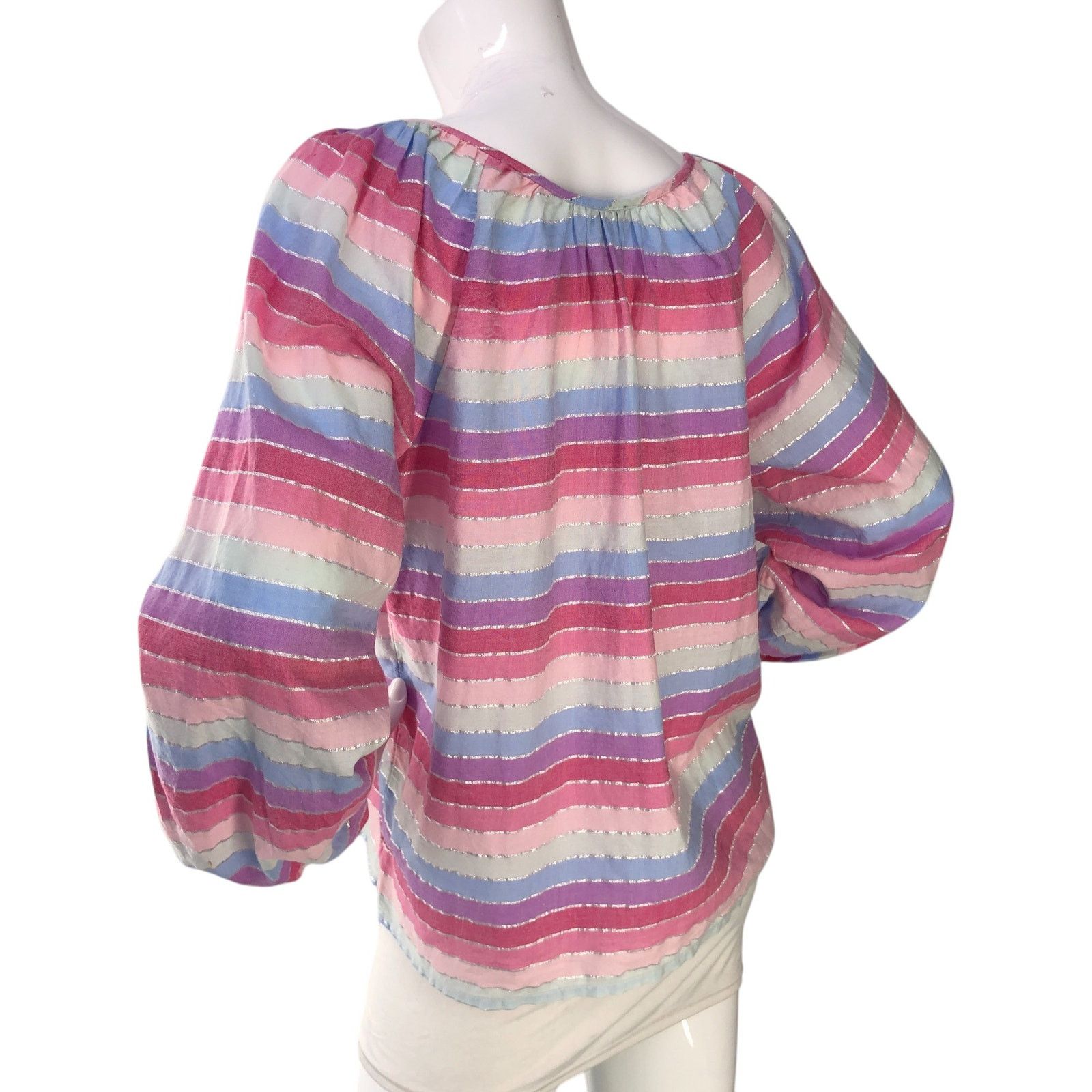J.Crew J Crew Size S Top Peasant Metallic Pastel Stripe Oversized Size S / US 4 / IT 40 - 6 Thumbnail