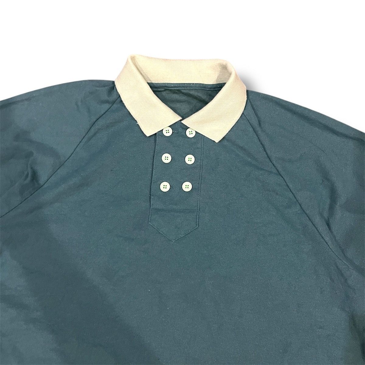 Rare ‼️ Uknown 6 Button Vintage Japanese Green Ringer Polo