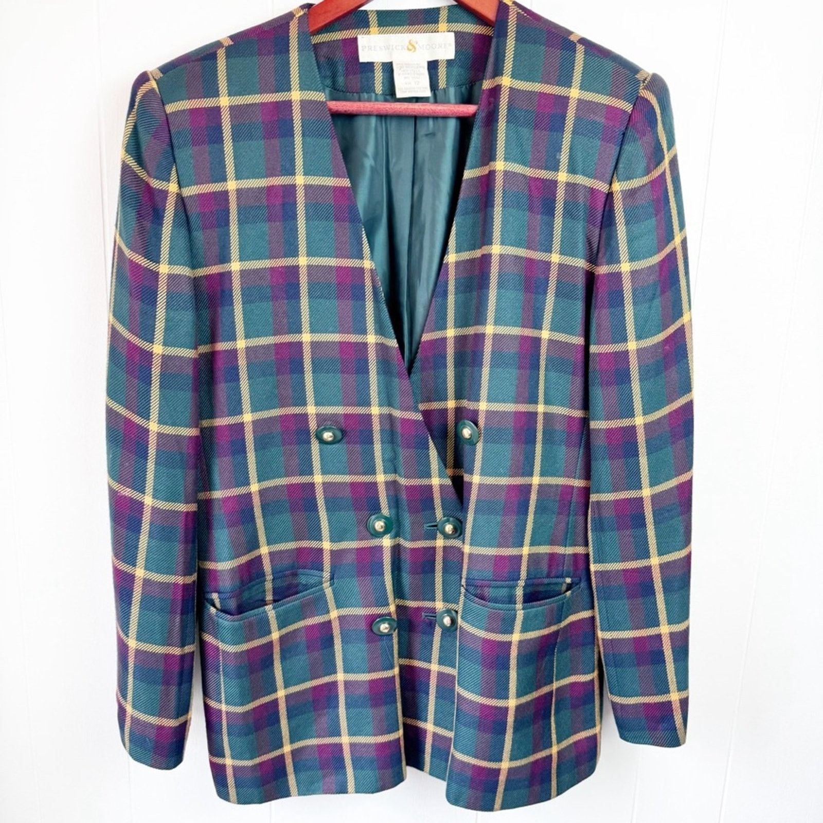 Vintage Vintage Fall Plaid Collarless Button Blazer Women’s Size Med Size M / US 6-8 / IT 42-44 - 2 Thumbnail
