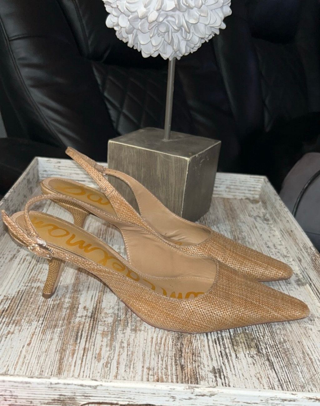 Sam Edelman Women's Sam Edelman Gold Woven Slingback Heels Size 6 Size US 6 / IT 36 - 2 Thumbnail