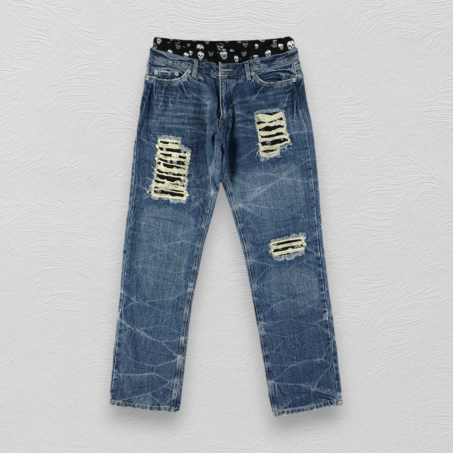 Japanese Brand Playchess Skull Denim Double Waist Denim KJ1669 Size US 32 / EU 48 - 1 Thumbnail