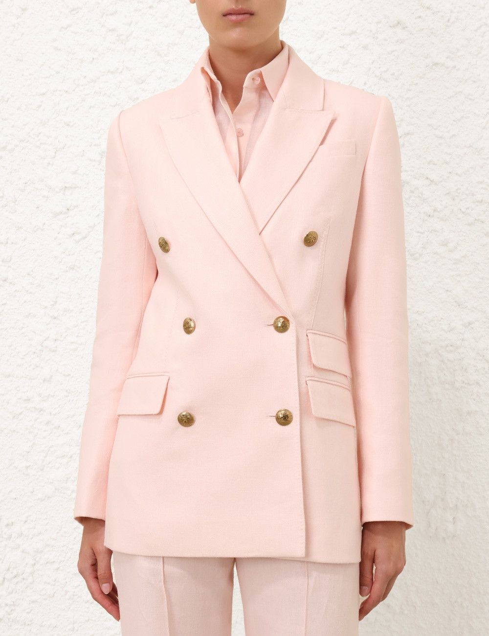 Zimmermann oc11z0226 Crush Double Breasted Jacket In Pink Size M / US 6-8 / IT 42-44 - 5 Thumbnail