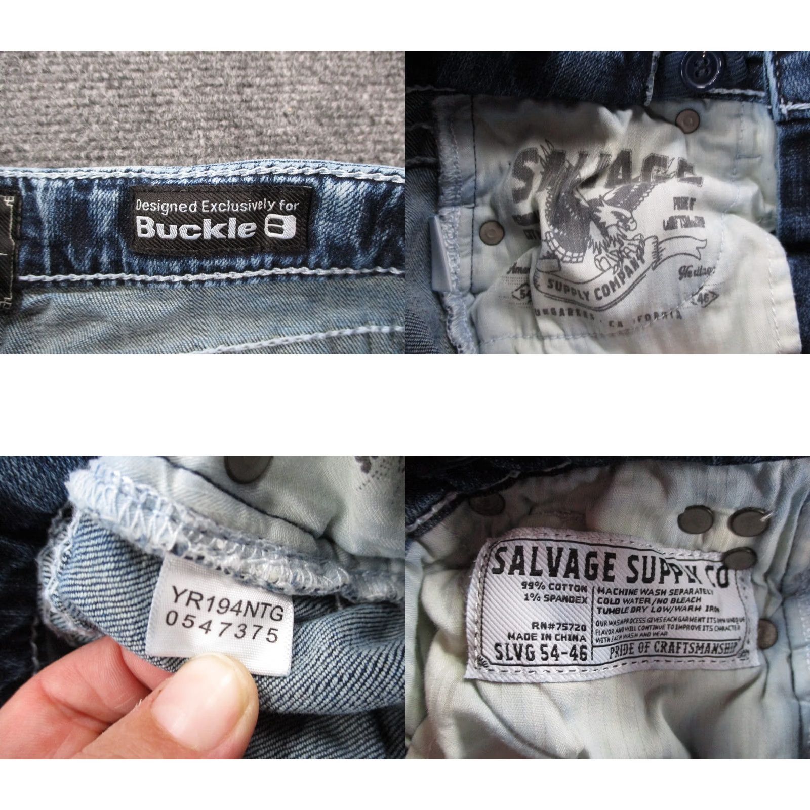 Vintage Salvage Buckle Jeans Women 12 Blue Denim Mayhem Straight Faded Stretch Size 26" / US 2 / IT 38 - 8 Thumbnail