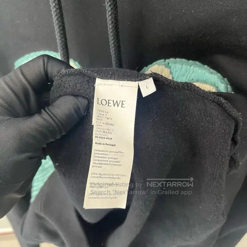 Loewe Loewe Black Cotton Long Sleeve Hoodie . Size L / US 10 / IT 46 - 4 Thumbnail