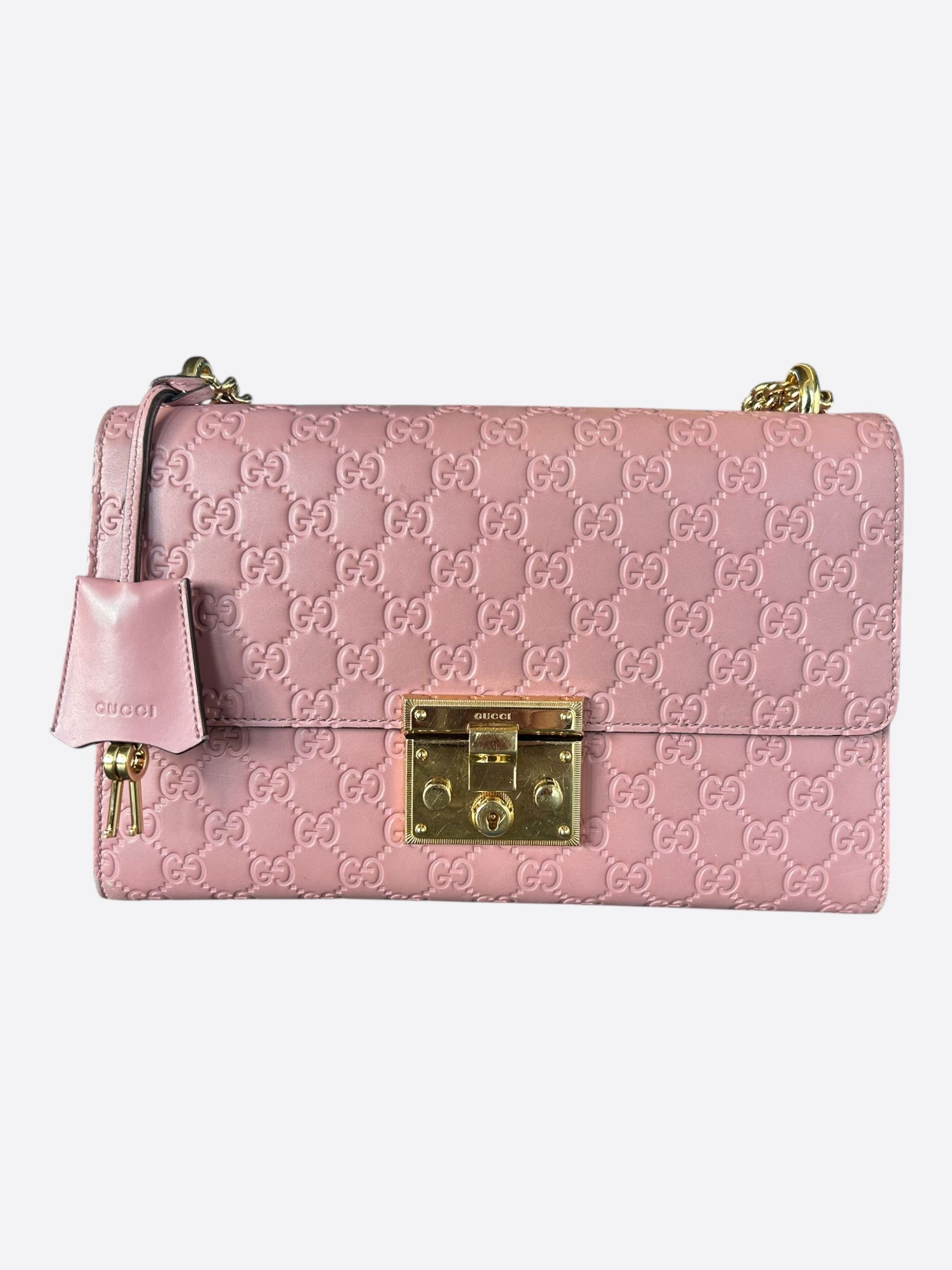 Gucci Gucci Pink Embossed GG Monogram Medium Shoulder Bag Size ONE SIZE - 1 Thumbnail