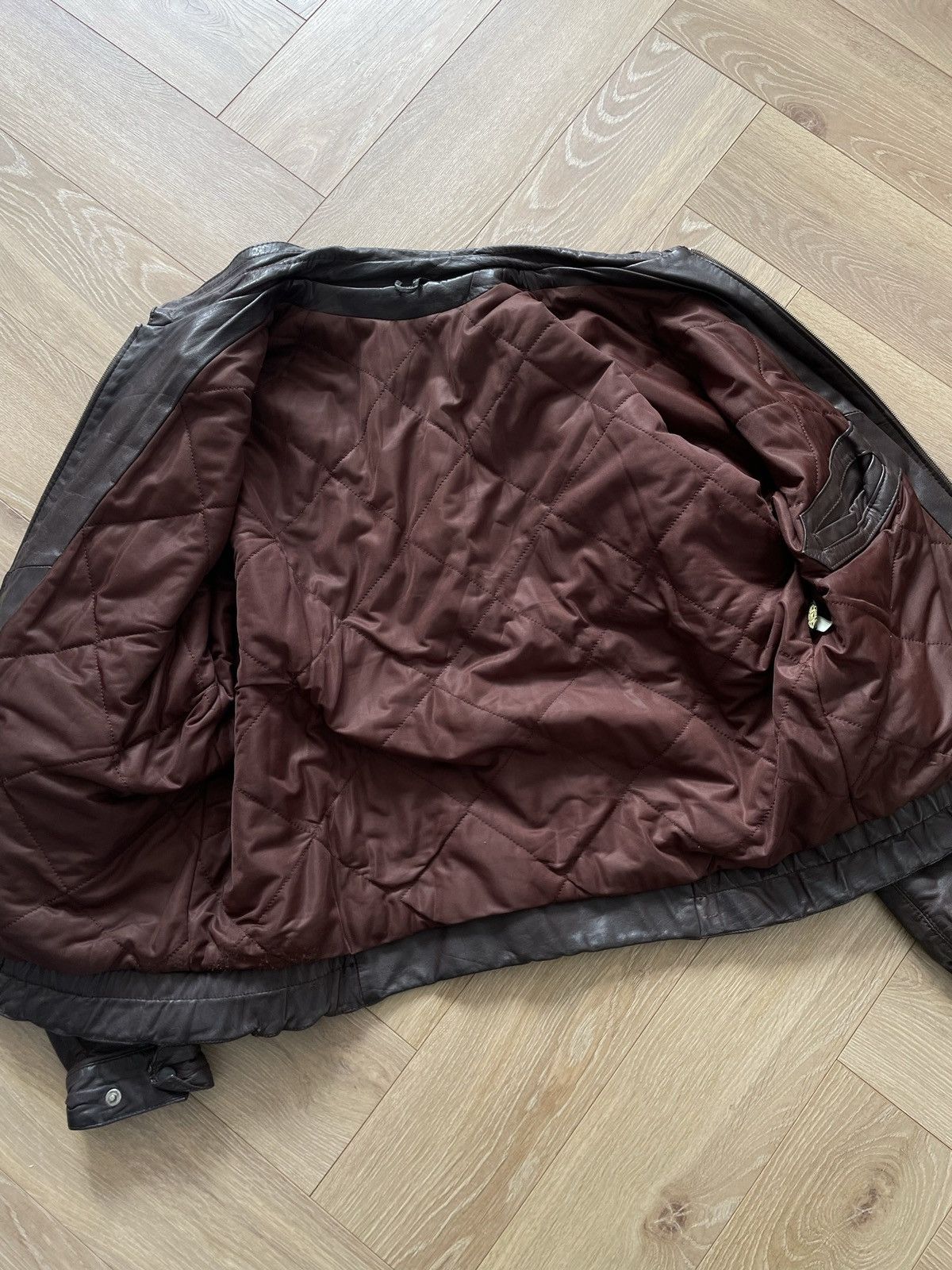 Vintage Vintage Y2k Brown Leather Oversize Bomber Jacket Avant Garde Size US L / EU 52-54 / 3 - 7 Thumbnail