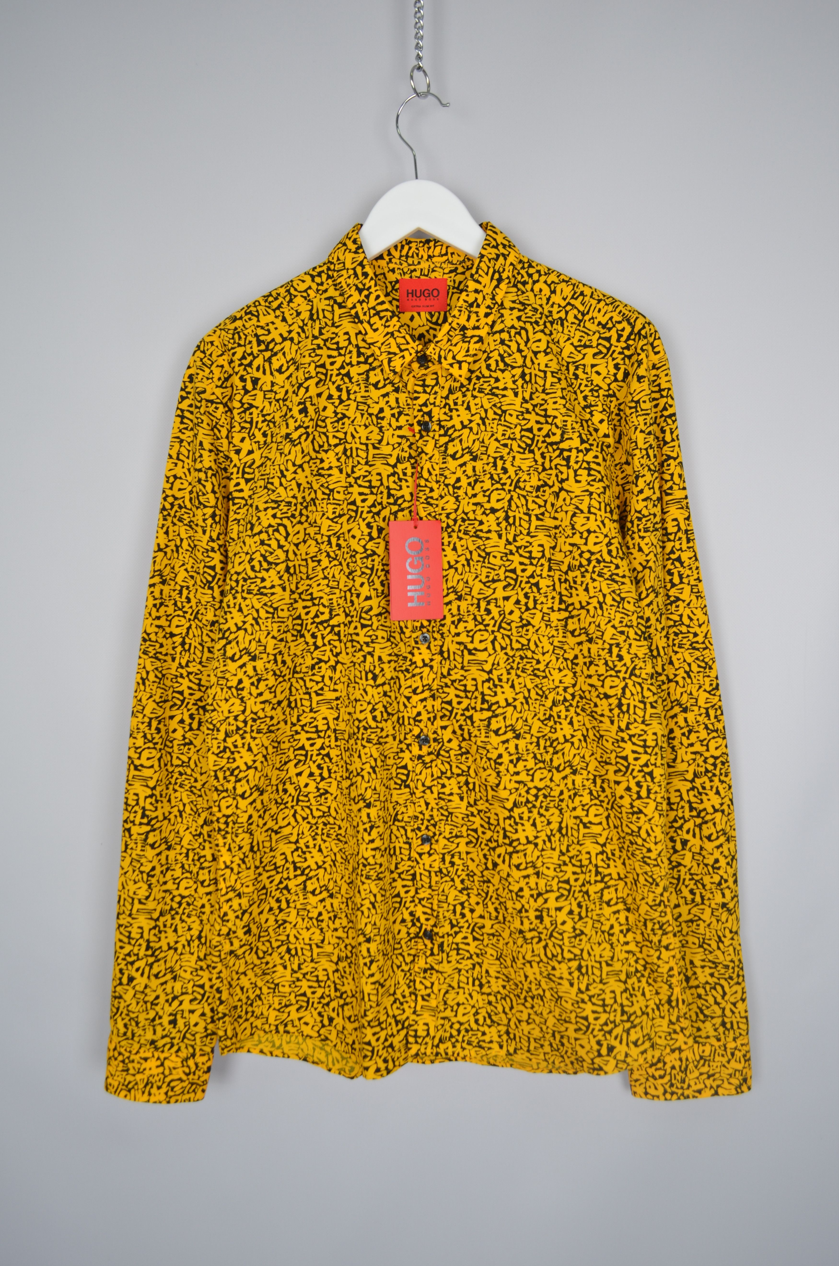 Hugo Boss Hugo Boss Yellow Abstract Print Extra Slim Fit Shirt Size M Size US M / EU 48-50 / 2 - 1 Thumbnail