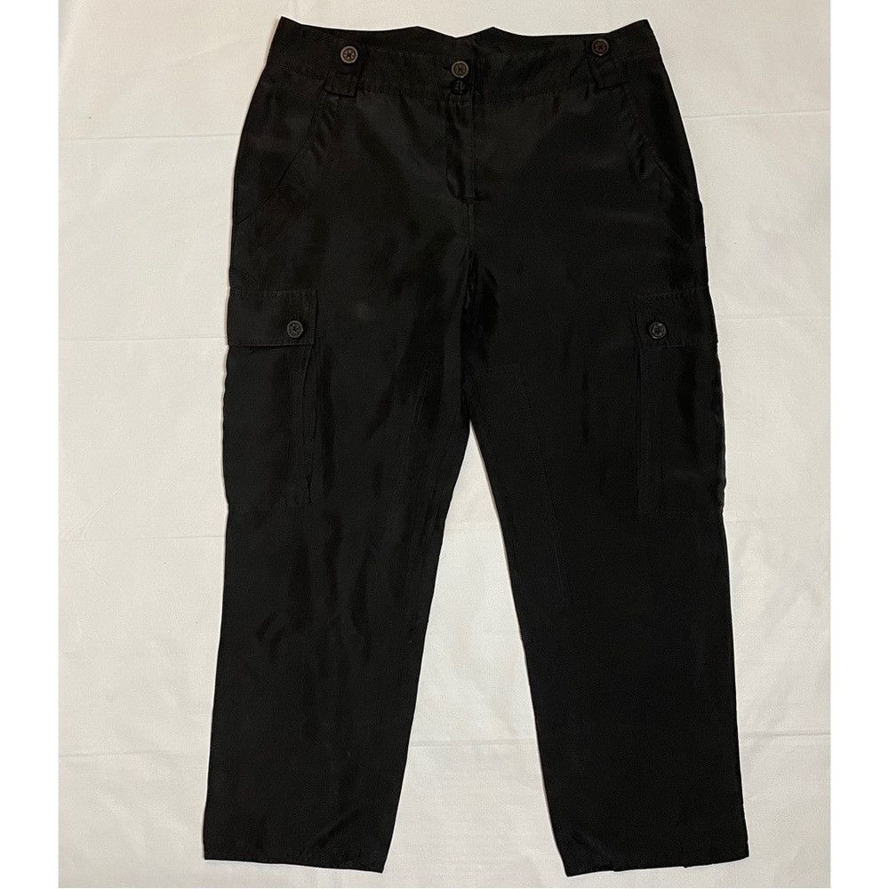 Tory Burch Tory Burch Dark Grey Silk Cropped Cargo Pants Size 12 Size 30" / US 8 / IT 44 - 1 Thumbnail