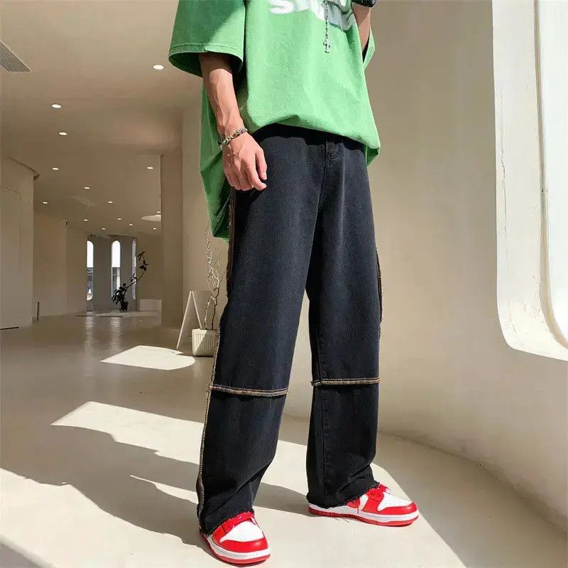 Japanese Brand Retro loose wide leg patchwork fringed jeans Size US 30 / EU 46 - 3 Thumbnail