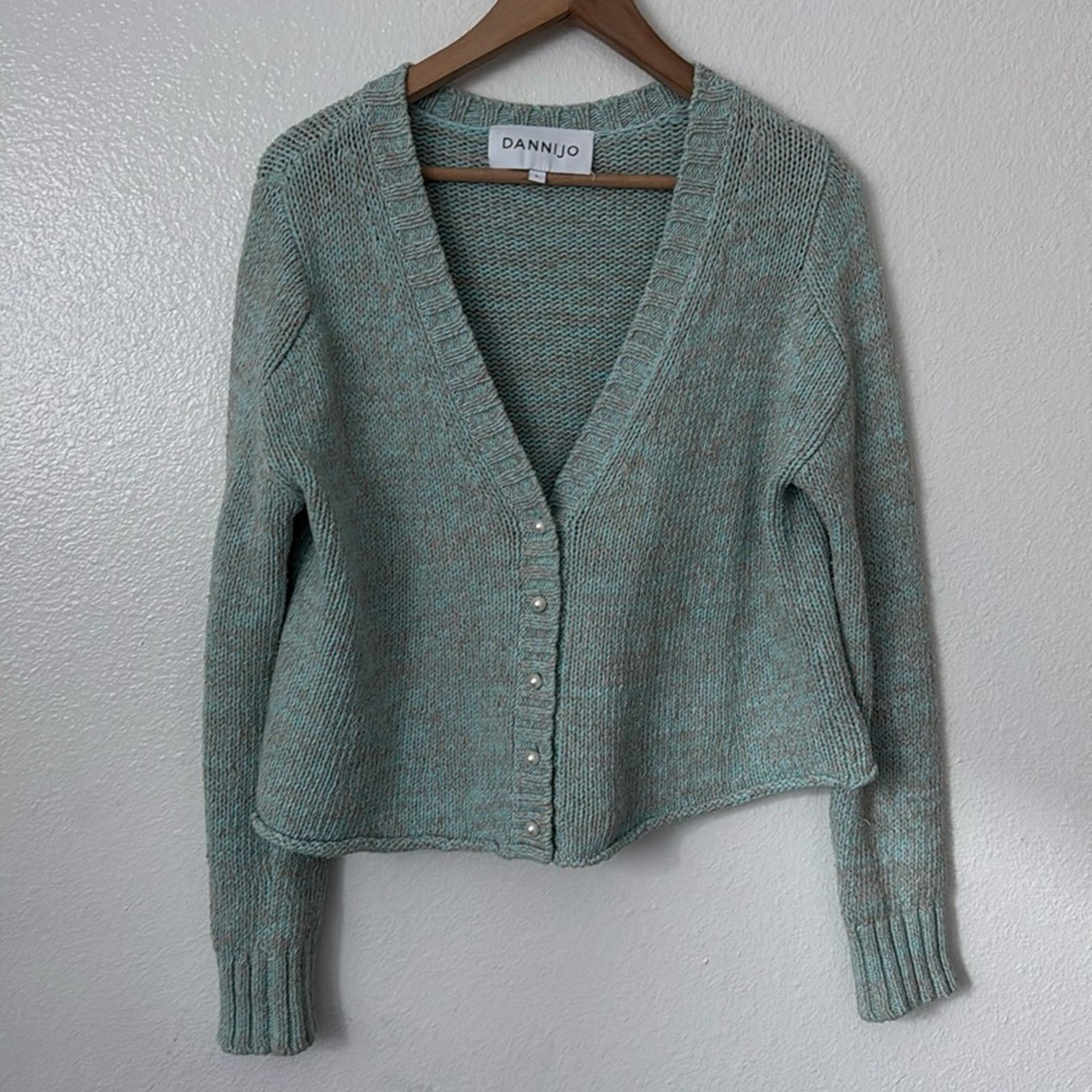 Other Dannijo Cropped Cardigan With Pearl Buttons in Blue Grey Size L / US 10 / IT 46 - 5 Thumbnail