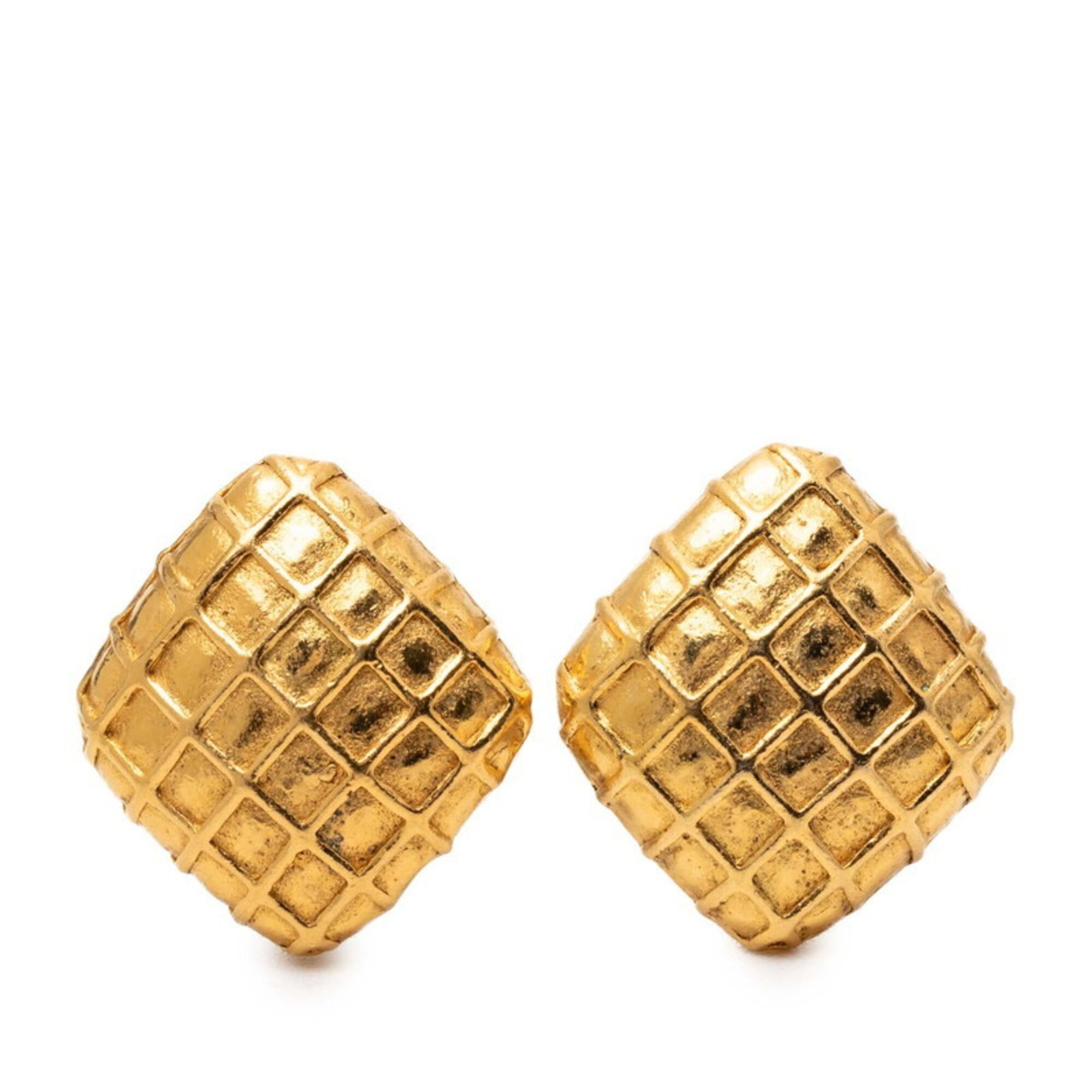 Chanel Chanel Quilted Matelassé Design Earrings, Gold Plated, Women's CHANEL Size ONE SIZE - 1 Thumbnail