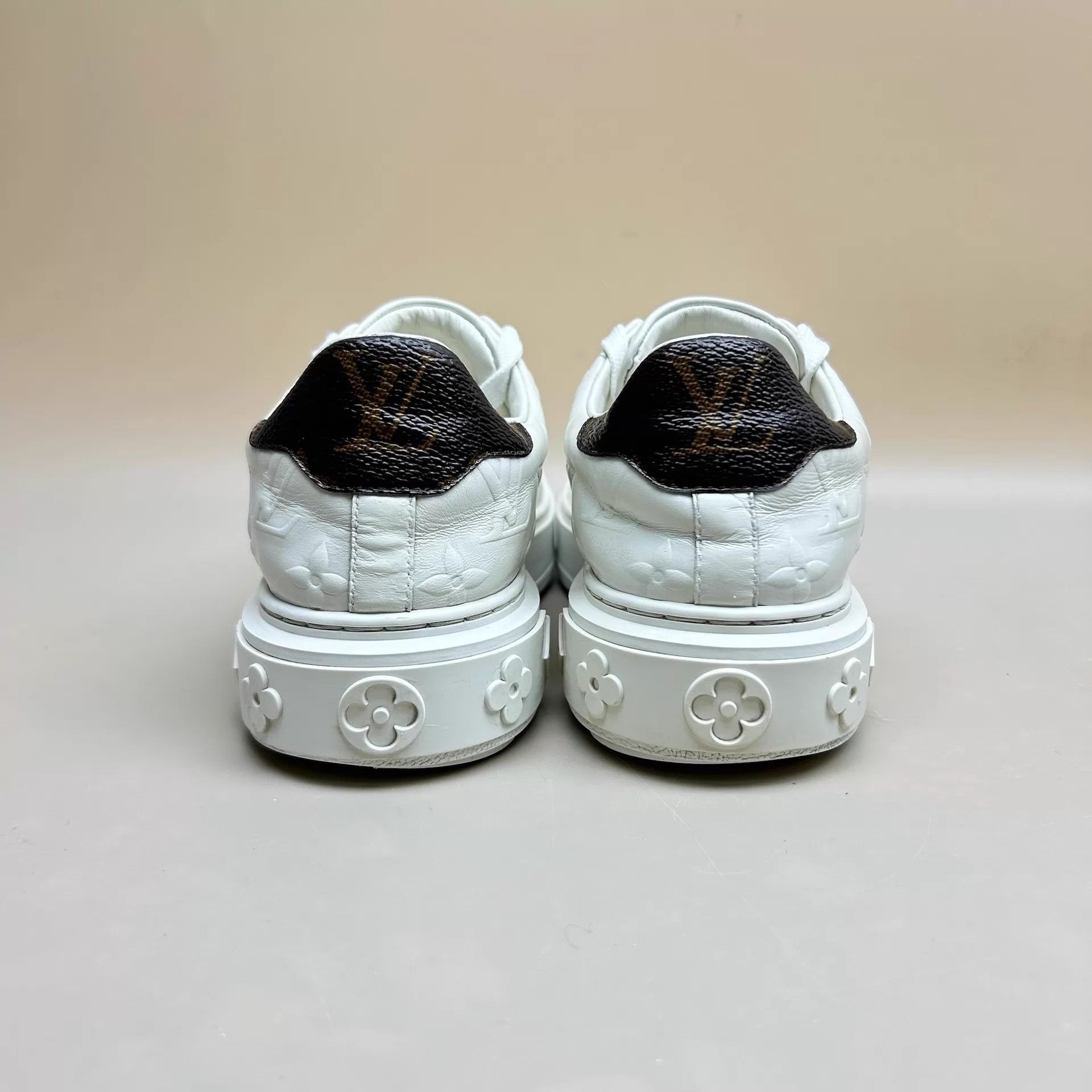 Louis Vuitton LV White Brown Monogram Embossed Platform Shoes Wmns 35 Size US 4.5 / IT 34.5 - 2 Thumbnail
