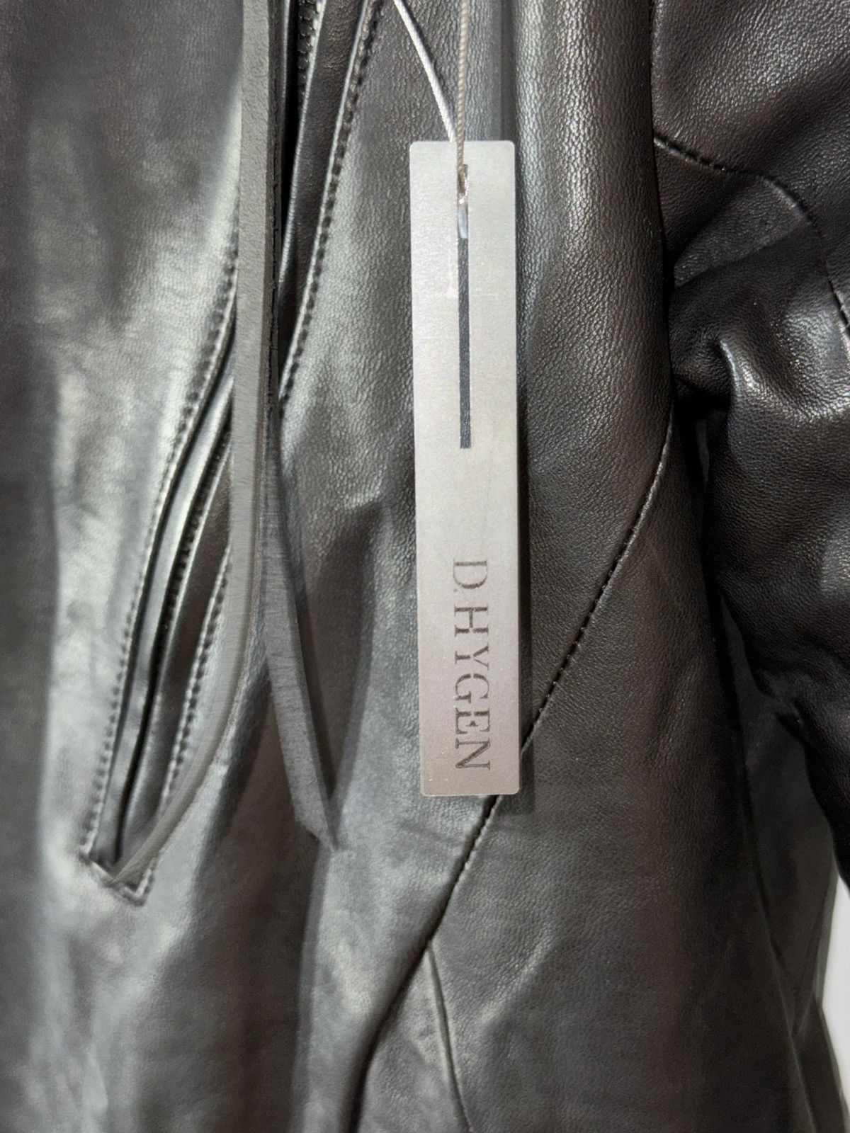D.Hygen D.HYGEN Horse Leather High Neck Jacket (Black) Size US S / EU 44-46 / 1 - 6 Thumbnail