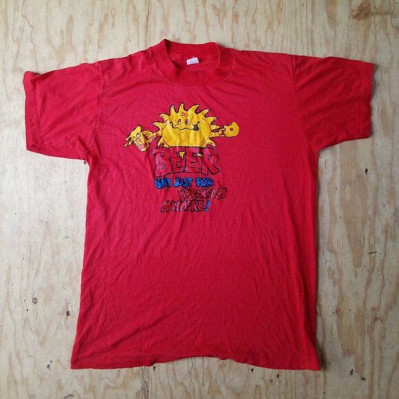 Vintage Vintage 80s Beer Not Just For Breakfast Funny Gag T-Shirt Size US M / EU 48-50 / 2 - 2 Thumbnail