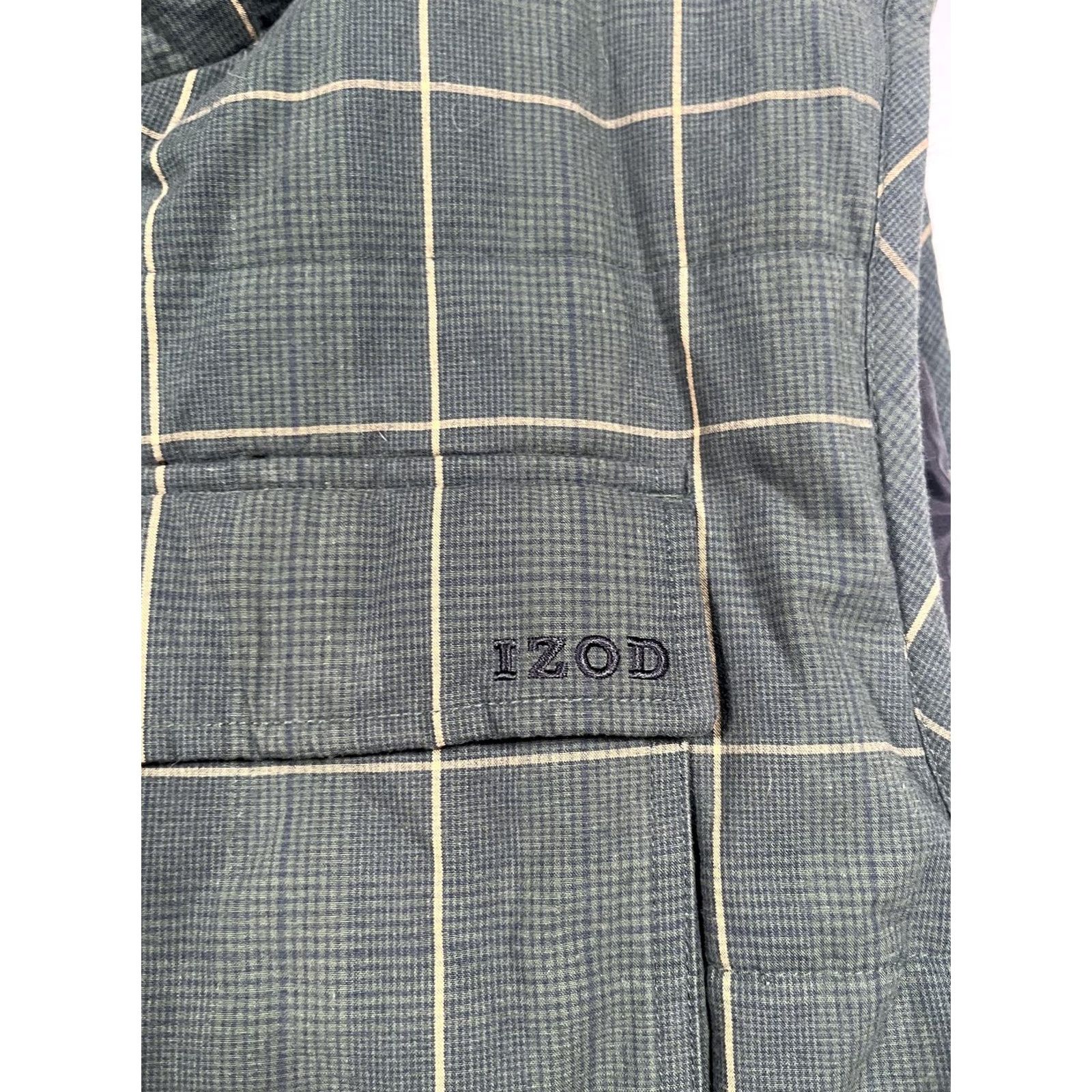 Izod VINTAGE IZOD Vest Mens XL Green Plaid Quilted Insulated Snap Pockets Lined Outdoor Size US XL / EU 56 / 4 - 5 Thumbnail