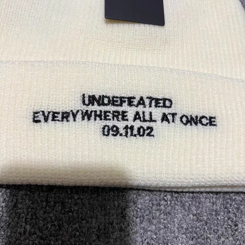 Undefeated Undefeated" Embroidered Slogan Knit Beanie. Q7 Size ONE SIZE - 3 Thumbnail