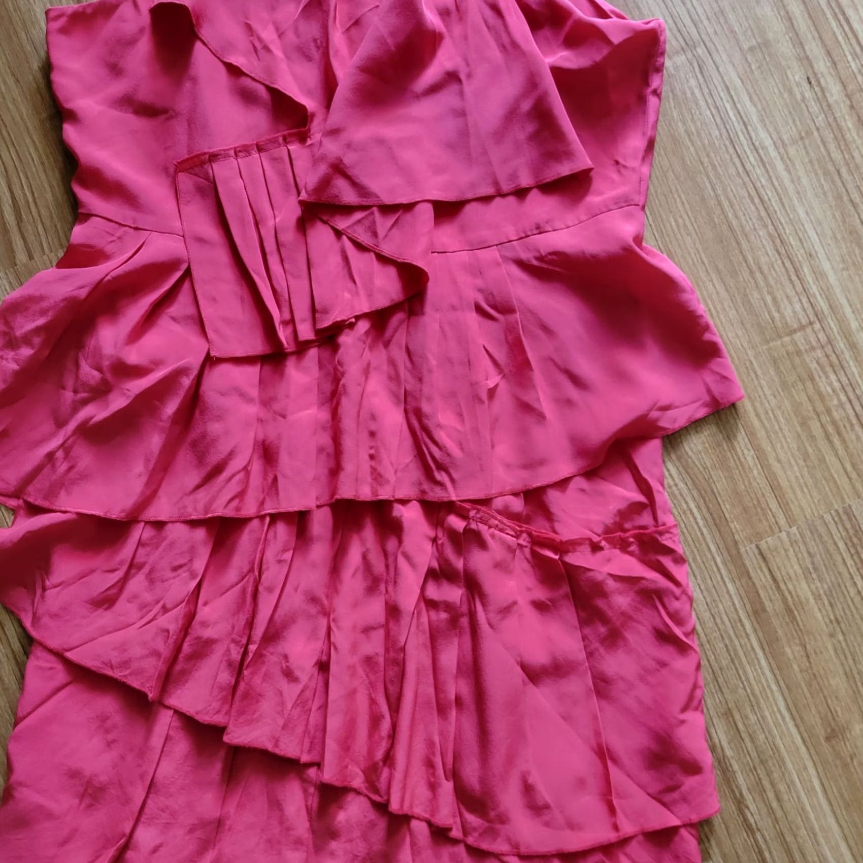 Bcbgmaxazria VINTAGE BCBGMAXAZRIA Azalea Dress - Silk Red Ruffle Mini Party/Cocktail Dress, Size 6, Sleeveless, High Neck, Short Length, Formal Womens Size M / US 6-8 / IT 42-44 - 3 Thumbnail