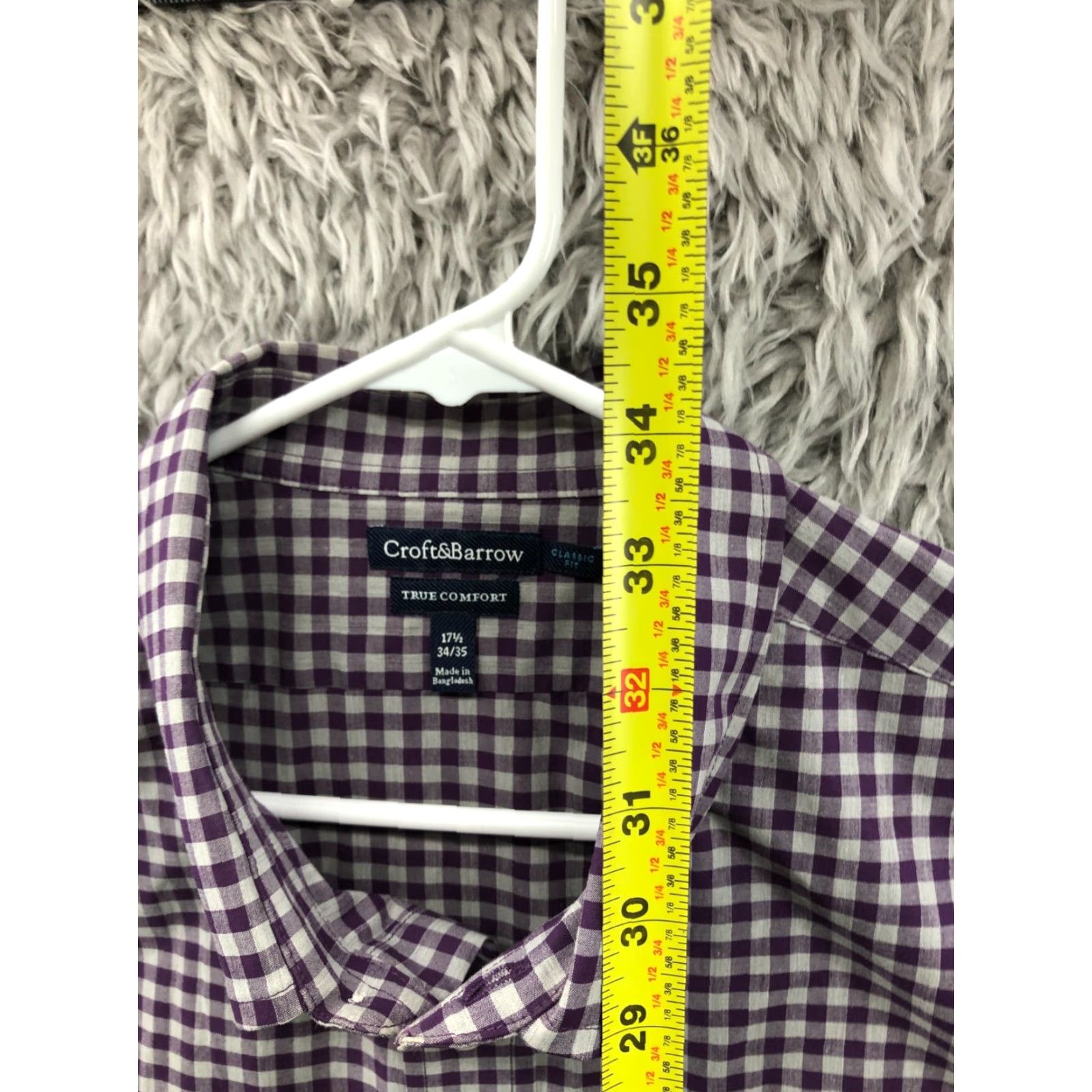 Croft & Barrow Croft & Barrow Shirt 17.5 Mens Button-Down Long Sleeve Purple Stripe Size US XXL / EU 58 / 5 - 6 Thumbnail
