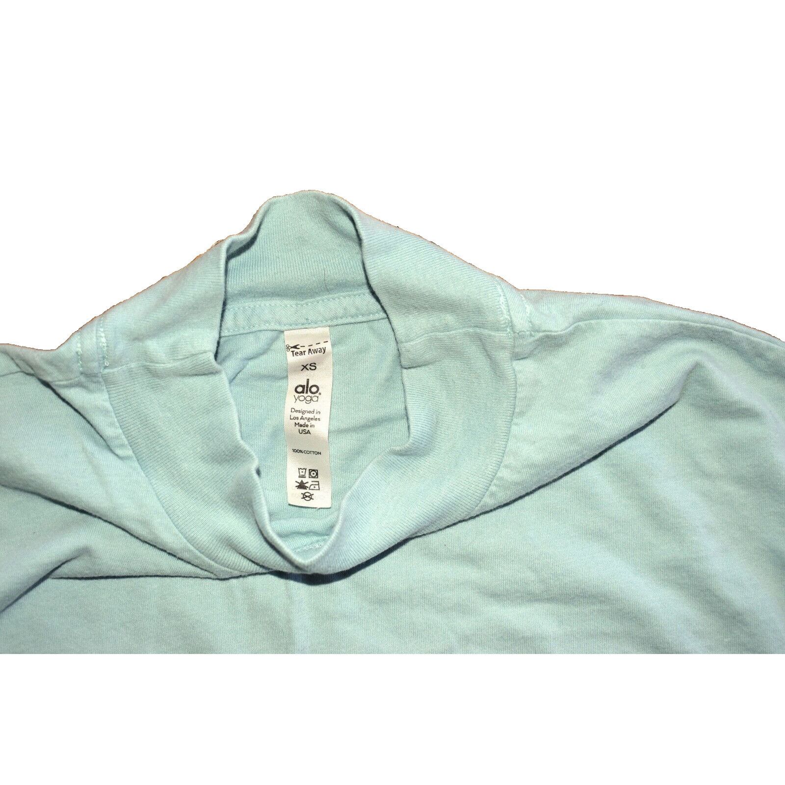 Alo Yoga NEW ALO YOGA Blue Cotton Mock Neck Short Sleeve Crop Top XS Size XS / US 0-2 / IT 36-38 - 3 Thumbnail