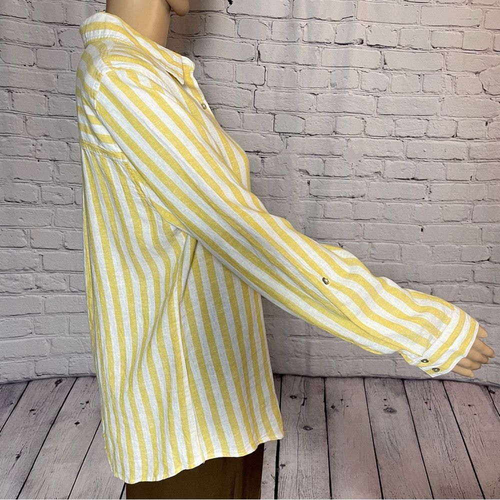 Other NWT New Sigrid Olsen Linen Blend Long Sleeve Yellow White S Size M / US 6-8 / IT 42-44 - 5 Thumbnail