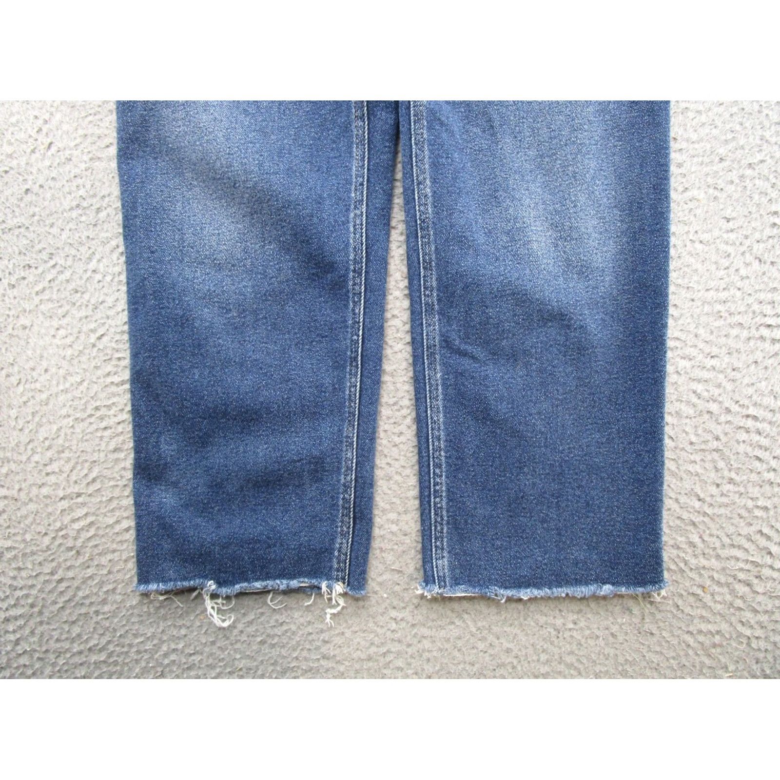 Vintage Kancan Maurices Cropped Ankle Blue Stretch Denim Jeans Size 29 Frayed Distress Womens XS-29? Size 29" - 2 Thumbnail