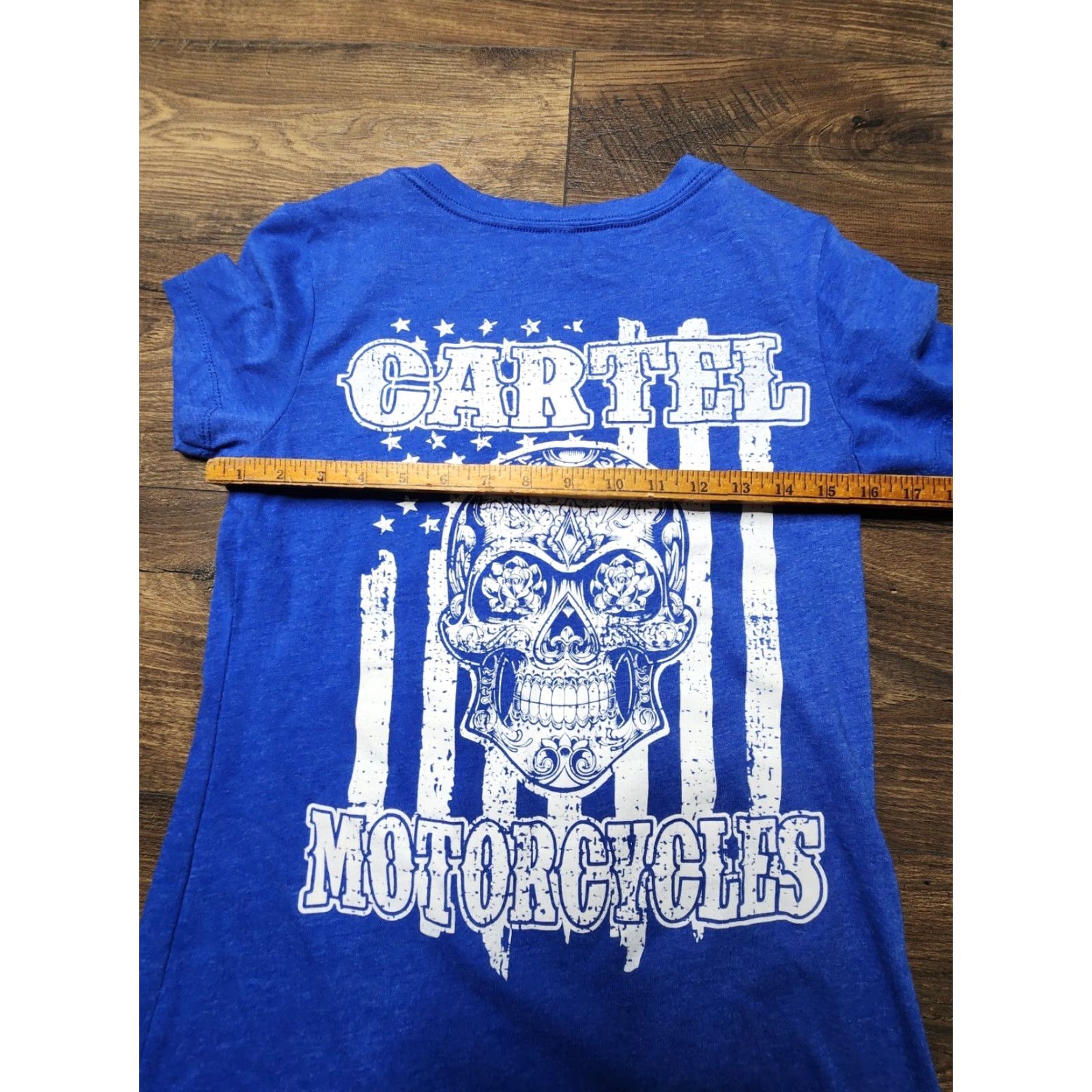 Vintage Womens L Cartel Motorcycles Skull Fort Lauderdale V-Neck T Shirt Double Sided Shirt Womens L Blue Skull Fort Lauderdale V-Neck T Shirt Double Sided Size L / US 10 / IT 46 - 3 Thumbnail